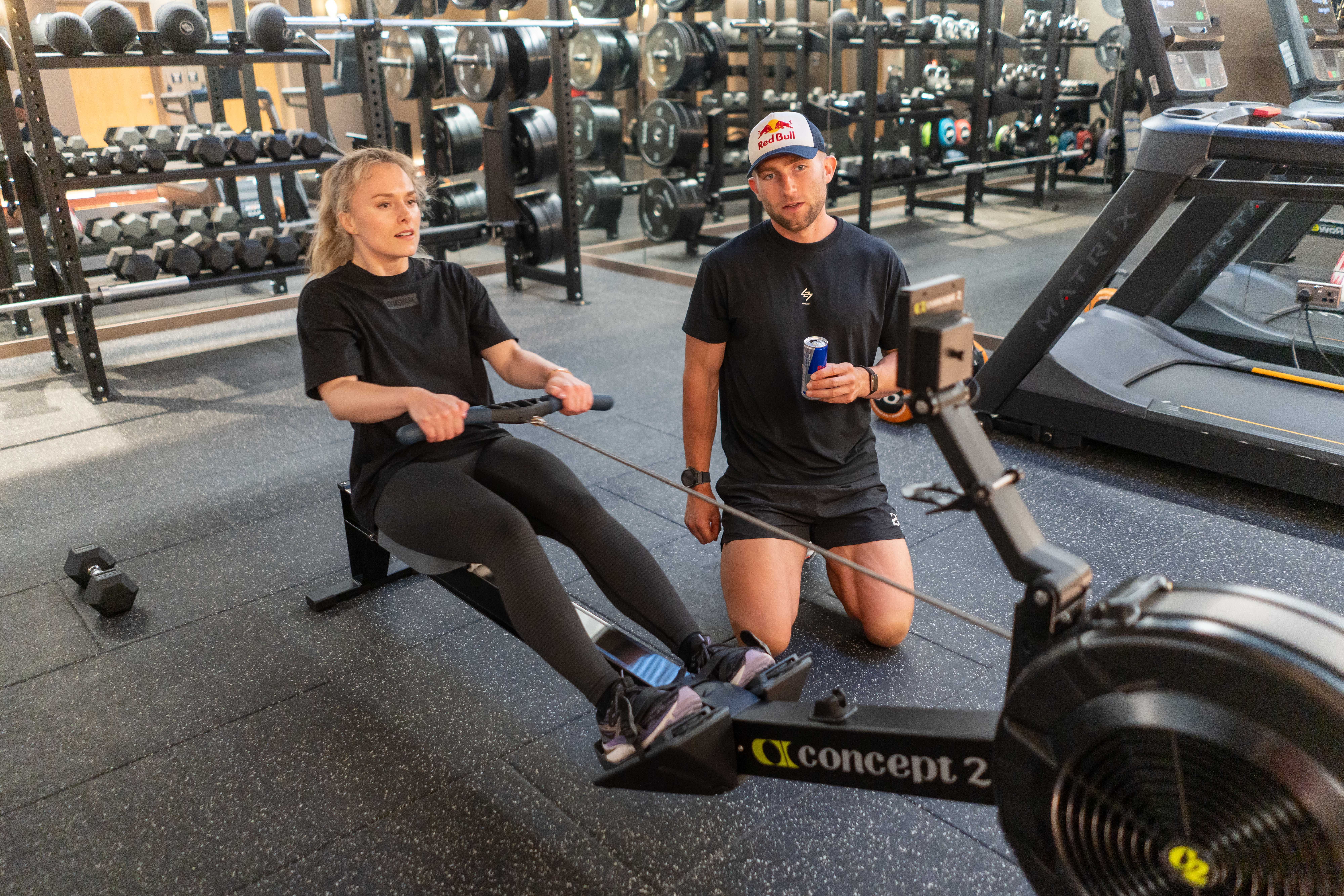 Eleanor on the rowing machine (Jeff Moore/PA)