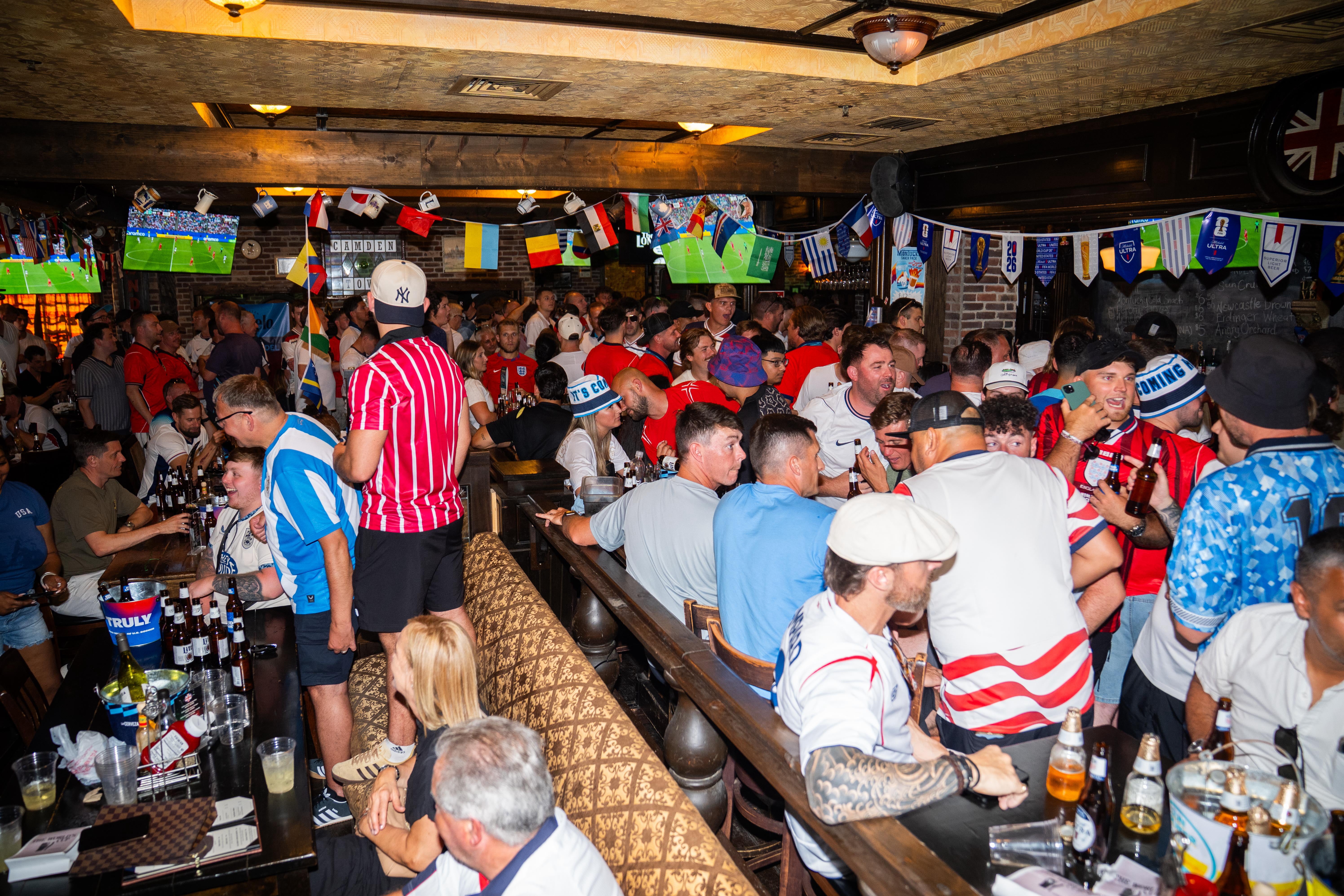 Hundreds gathered at the Londoner pub. (James Manning/PA)