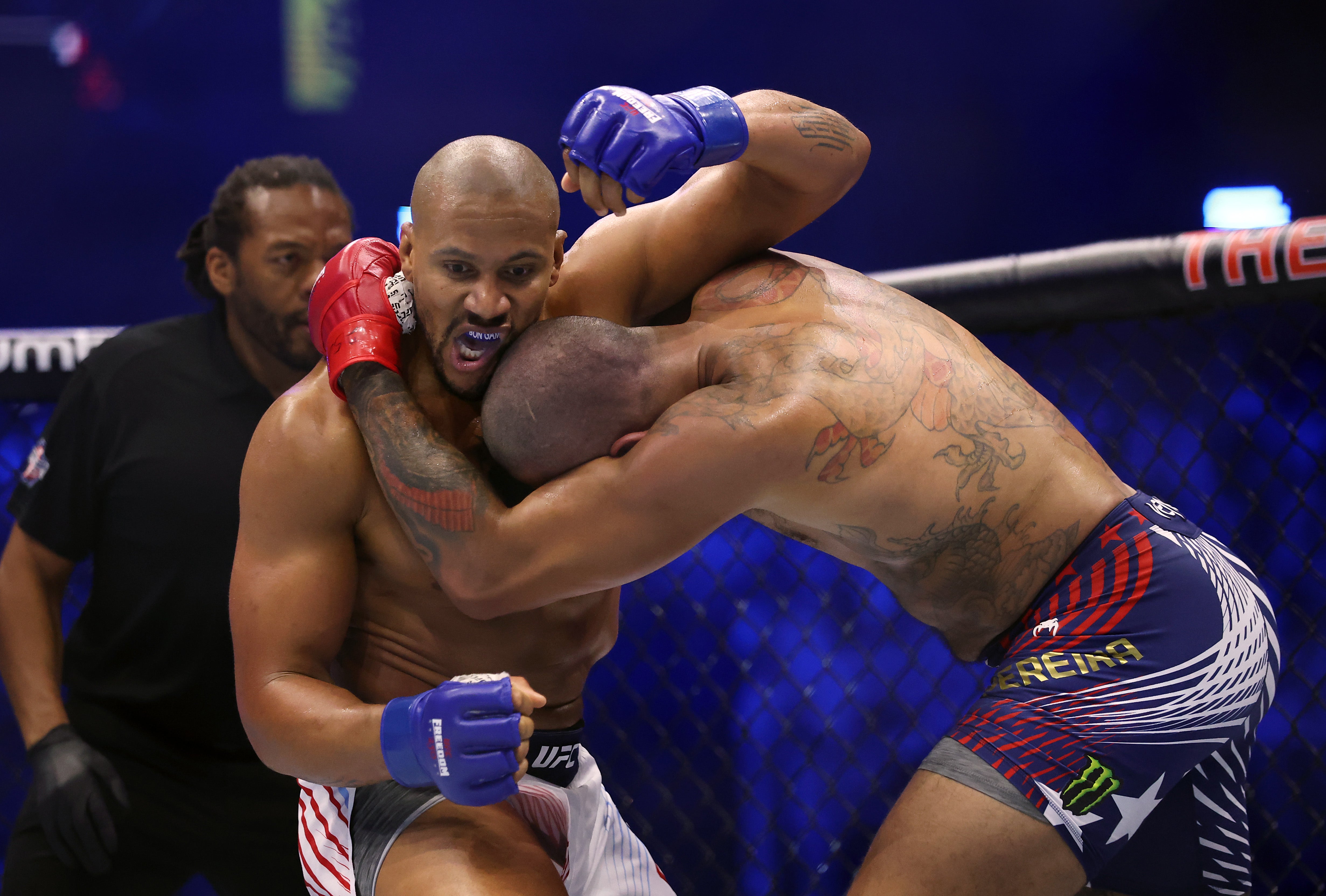 Incensed Alex Pereira and referee Herb Dean trade words over Ciryl Gane&rsquo;s alleged fouls