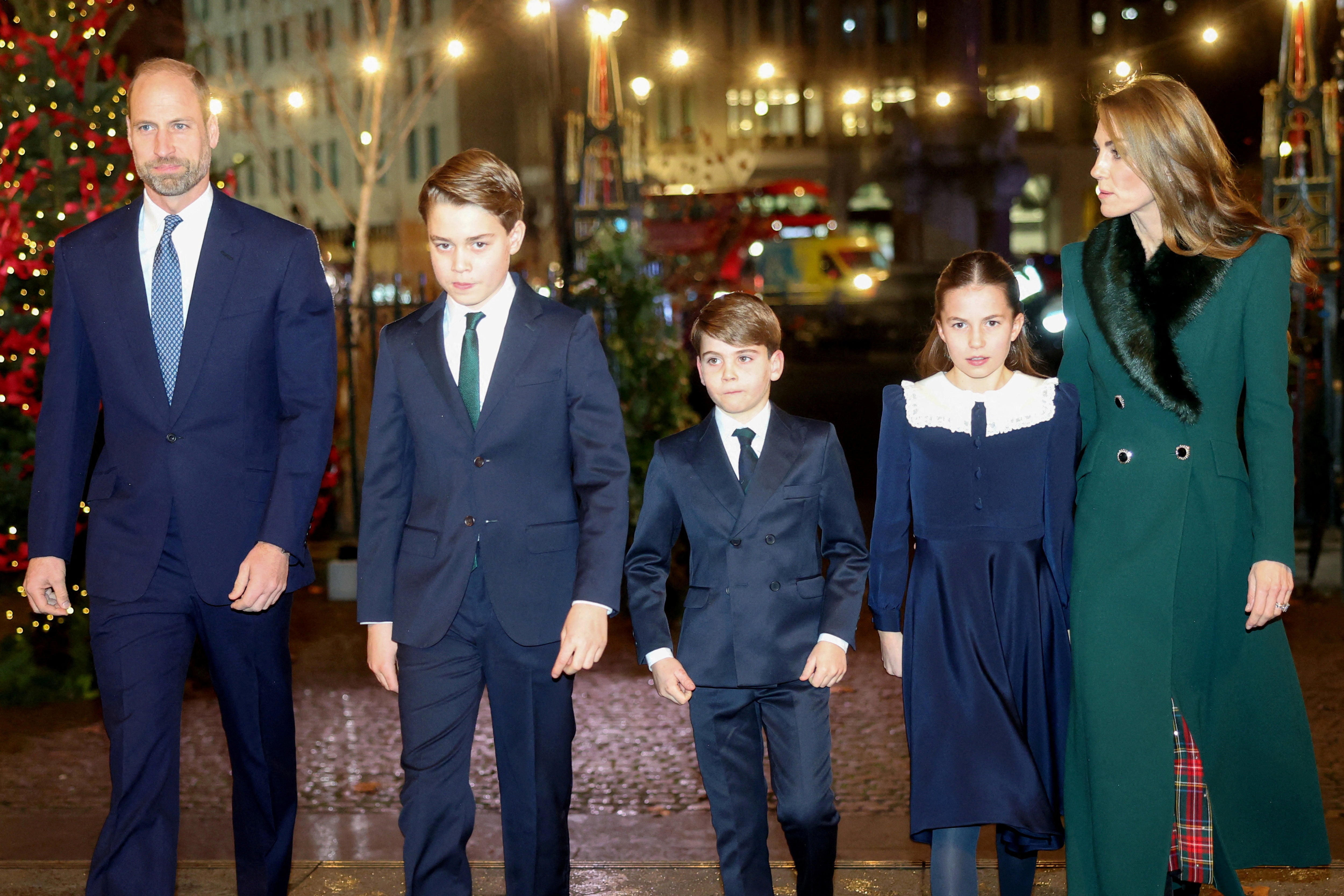 Prince William, Prince of Wales, Prince George of Wales, Prince Louis of Wales, Princess Charlotte of Wales and Catherine, Princess of Wales attend the 'Together At Christmas' Carol Service at Westminster Abbey, London, Britain, December 5, 2025 (Reuters)
