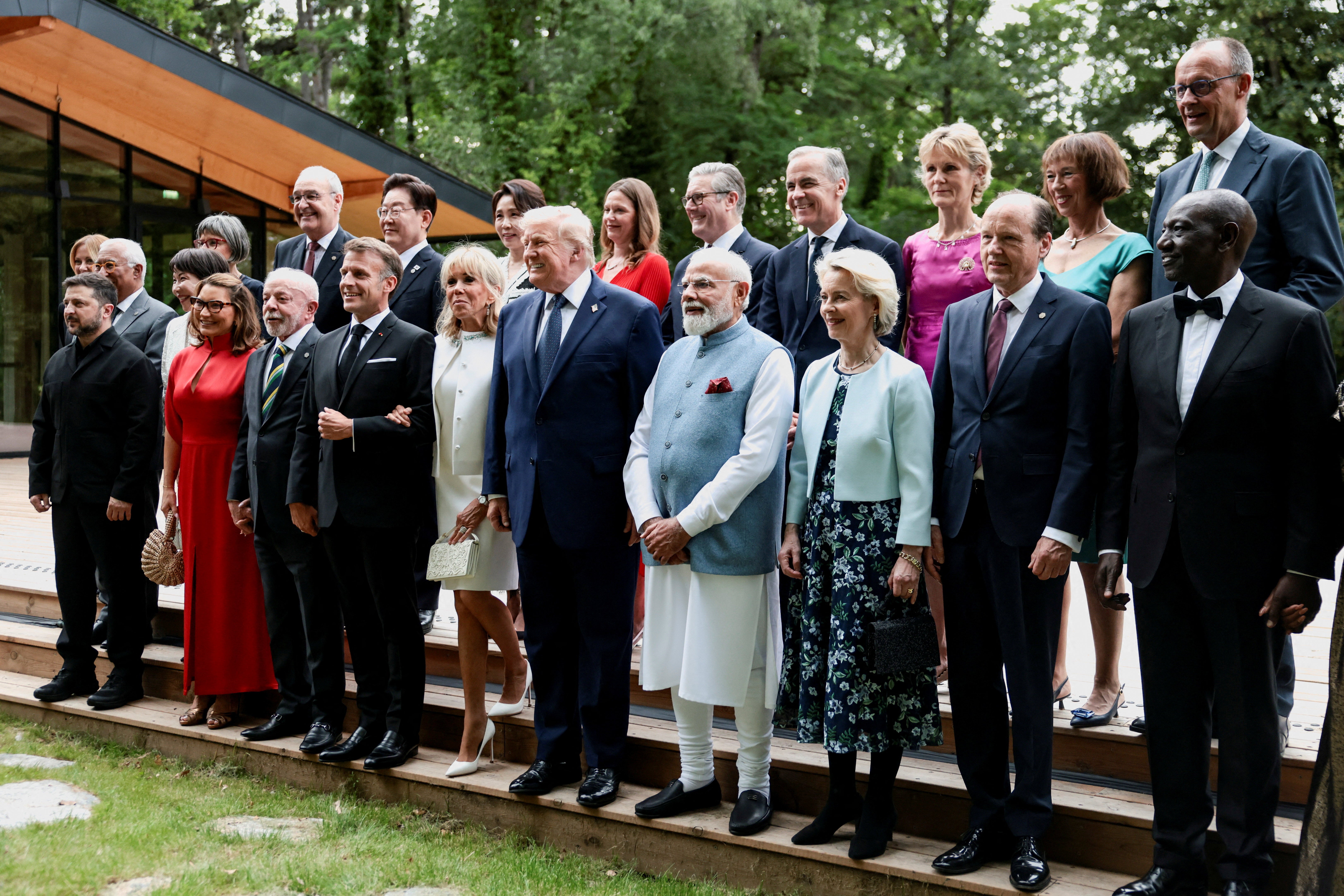 World leaders including Zelensky pose for a photo at the G7 summit on Tuesday (Reuters)