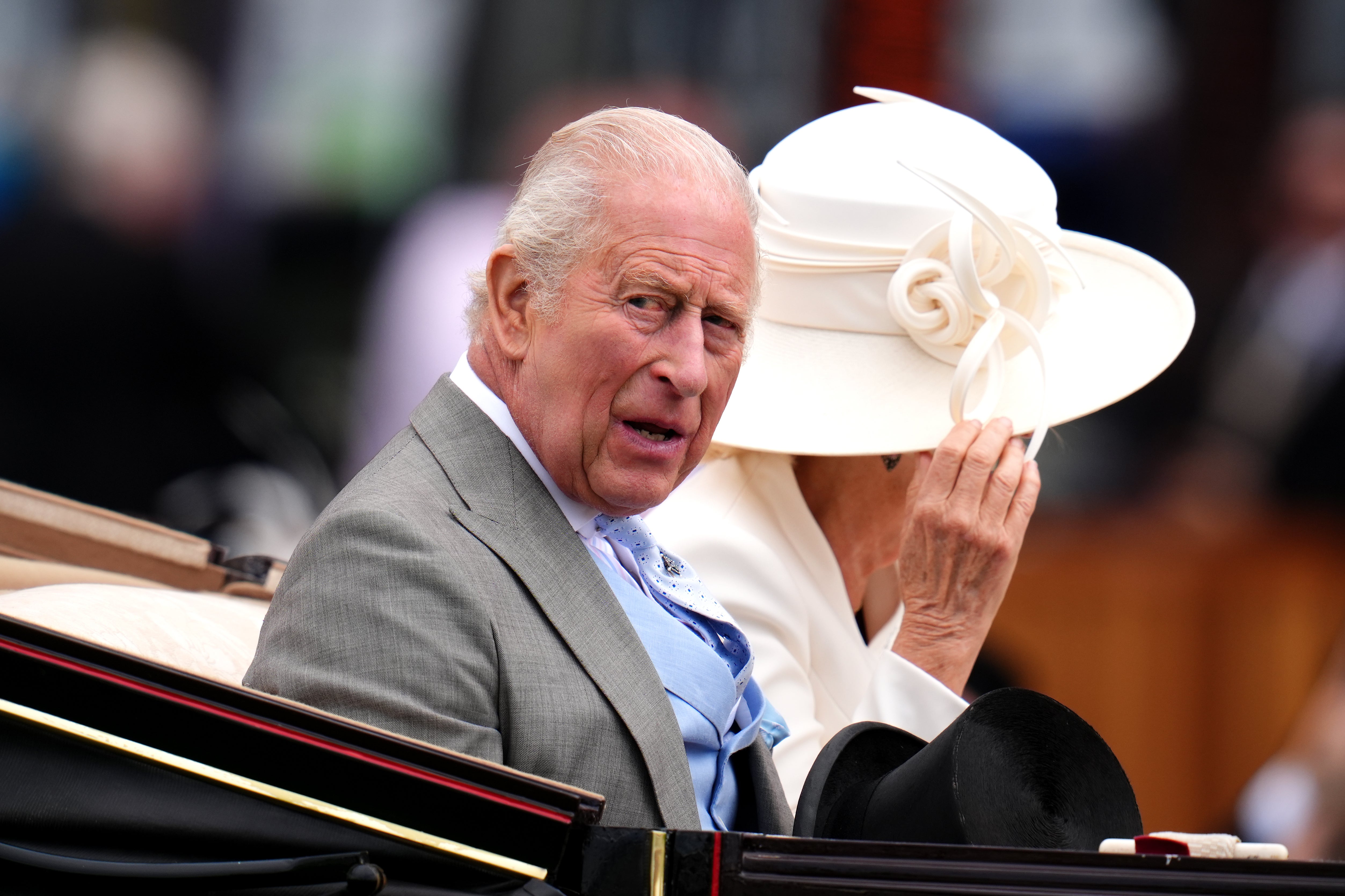 King Charles and Queen Camilla arrive by carriage on day two of Royal Ascot at Ascot Racecourse, Berkshire (John Walton/PA) (PA Wire)