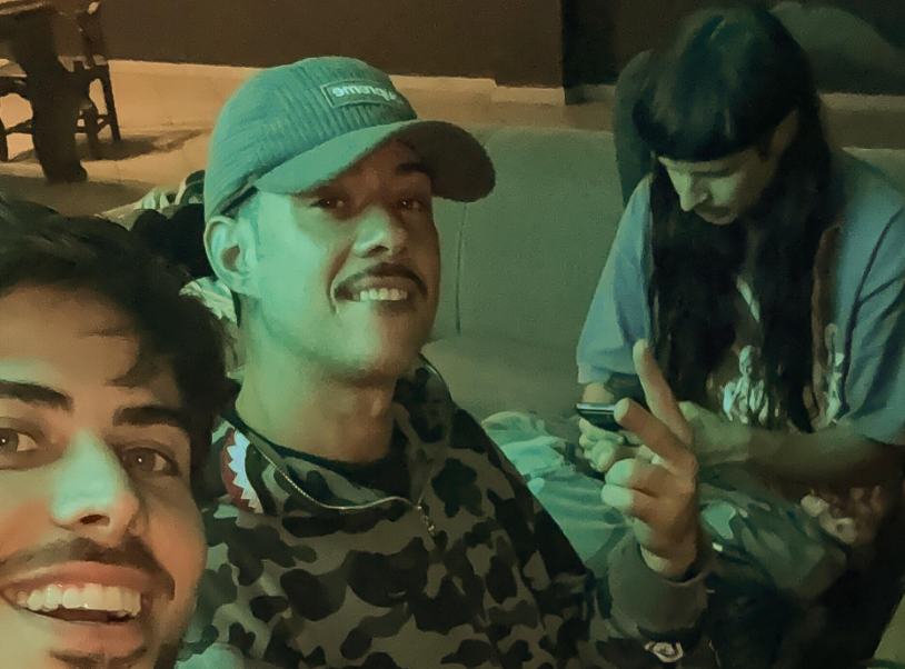 Producer Victor Wao (center) said that he did not board the helicopter that crashed with Oliver Tree (right) on board at the 'last-minute.' This image, shared by Wao, also features Lucas Frota (left)