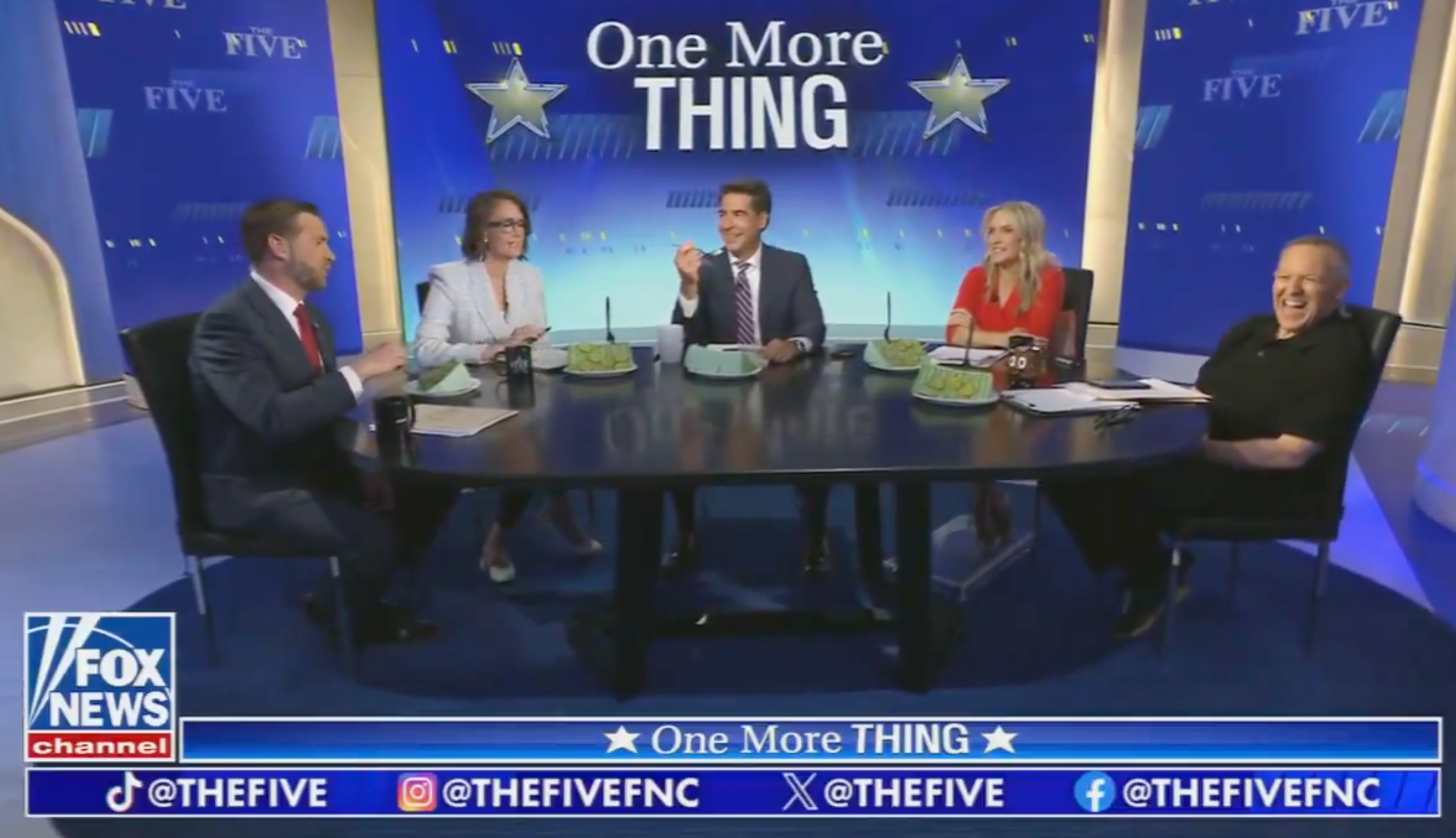 Vice President JD Vance was presented with pickle cake on ‘The Five,’ as host Jesse Watters claimed it would’ve been ‘too gay’ to serve him fudge instead