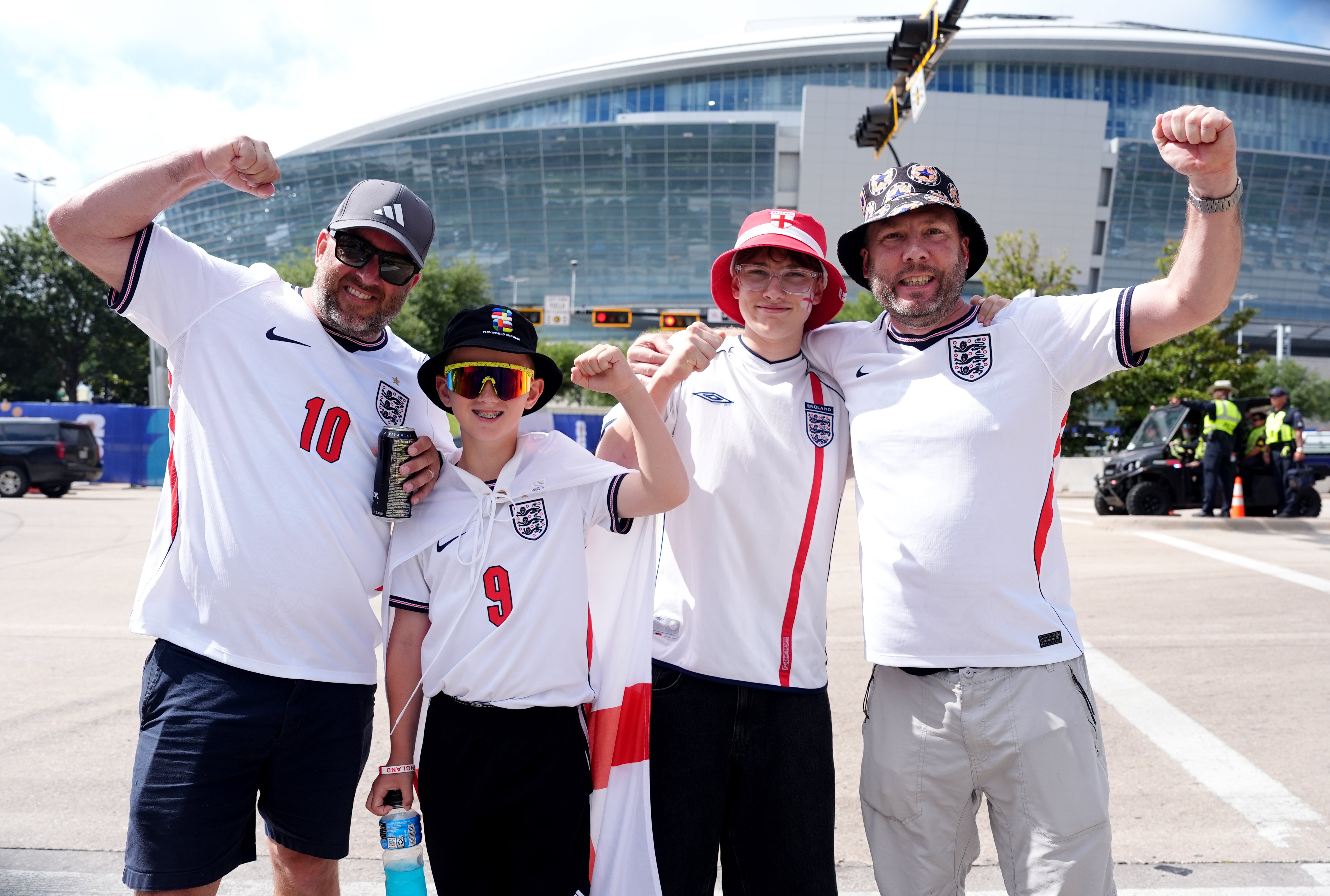 England fans arriving at Dallas Stadium, Arlington, ahead of tonight's match