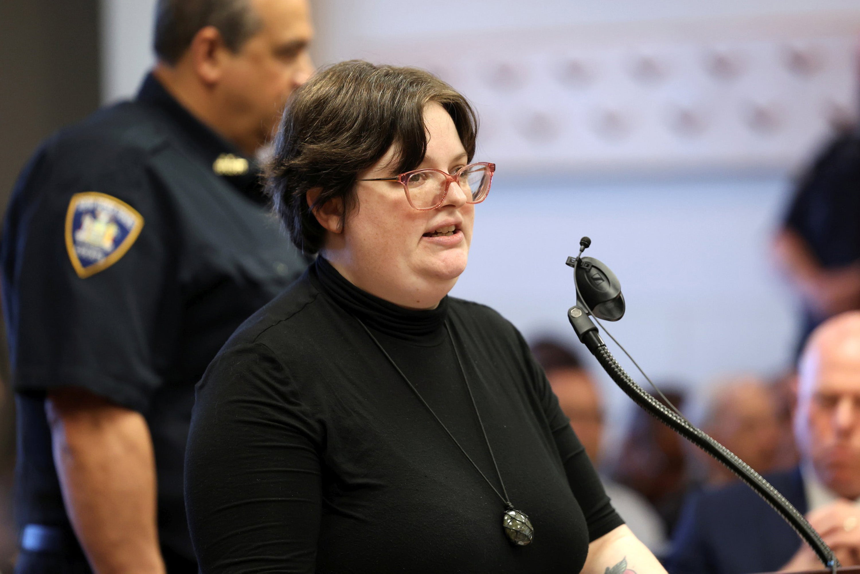 Danielle Mack, sister of Valerie Mack speaks in court during Heuermann’s sentencing (Getty)