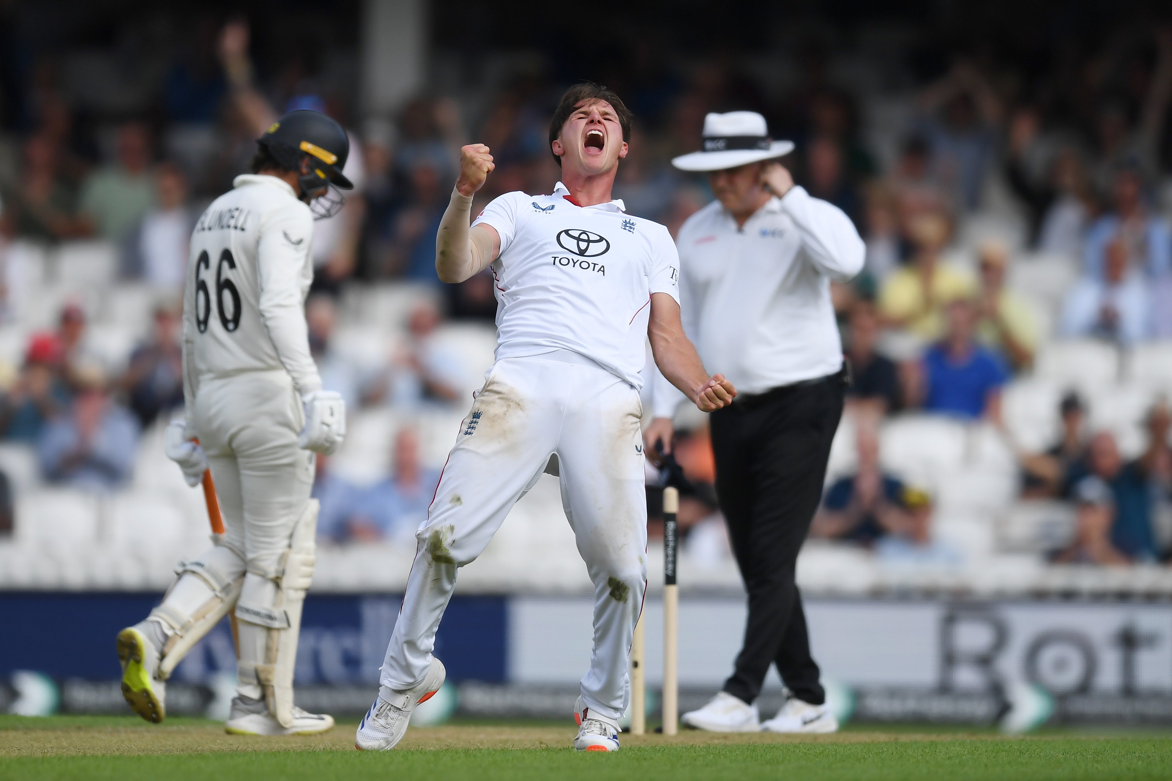 Sonny Baker struck twice in his first taste of Test cricket (Getty)