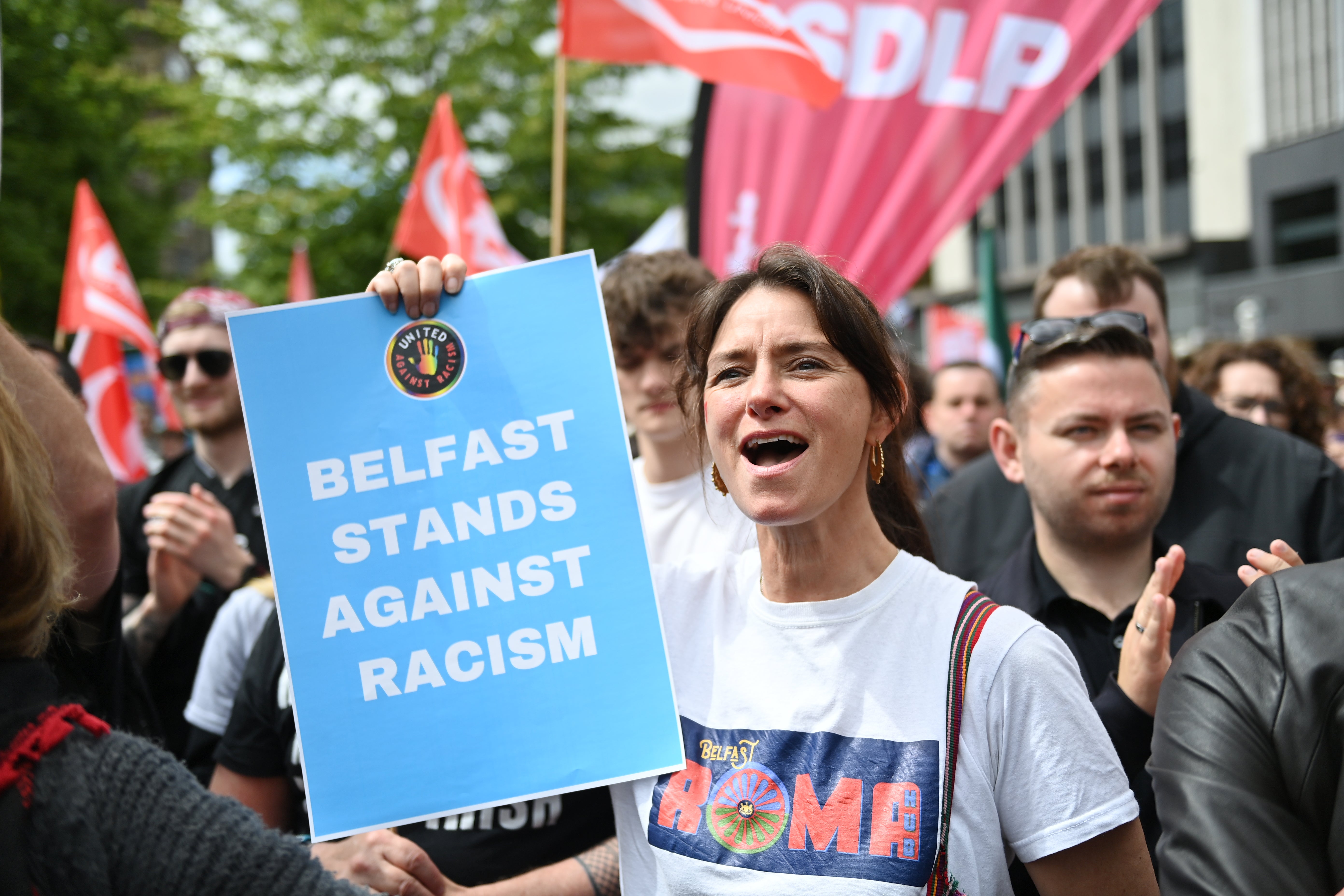 An anti-racism rally was held in Belfast following unrest last week (Getty)