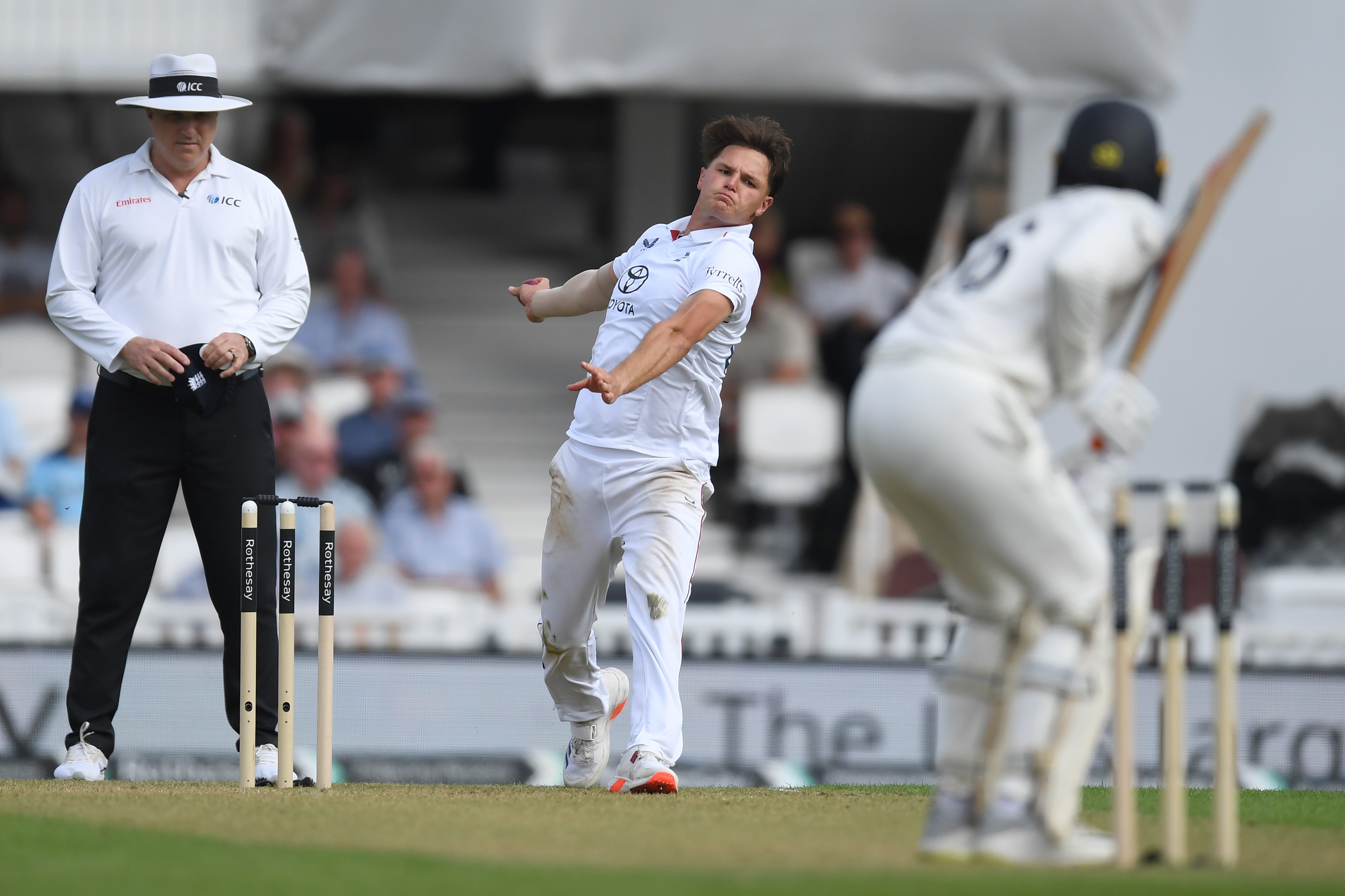 Sonny Baker bowled with excellent energy on his first day in England whites