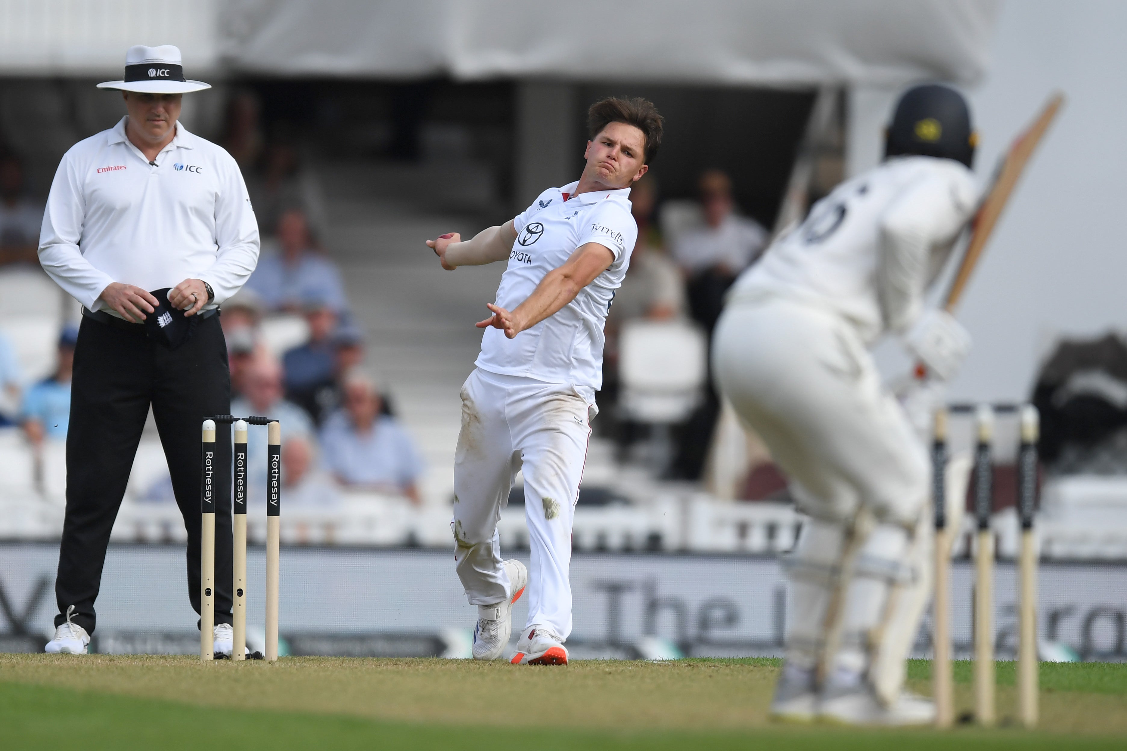 Sonny Baker bowled with excellent energy on his first day in England whites (Getty)