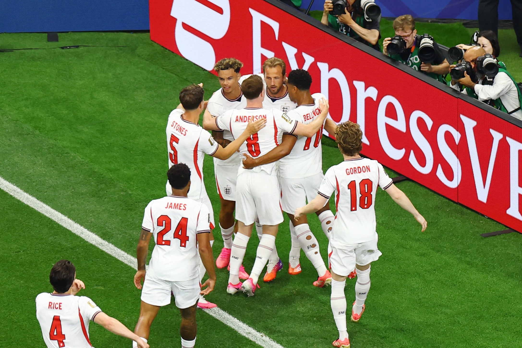 England celebrate their opening win against Croatia in the World Cup (Reuters)