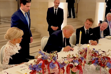 Trump shared the post while visiting France, where he signed a deal to end the US’s war with Iran (White House)
