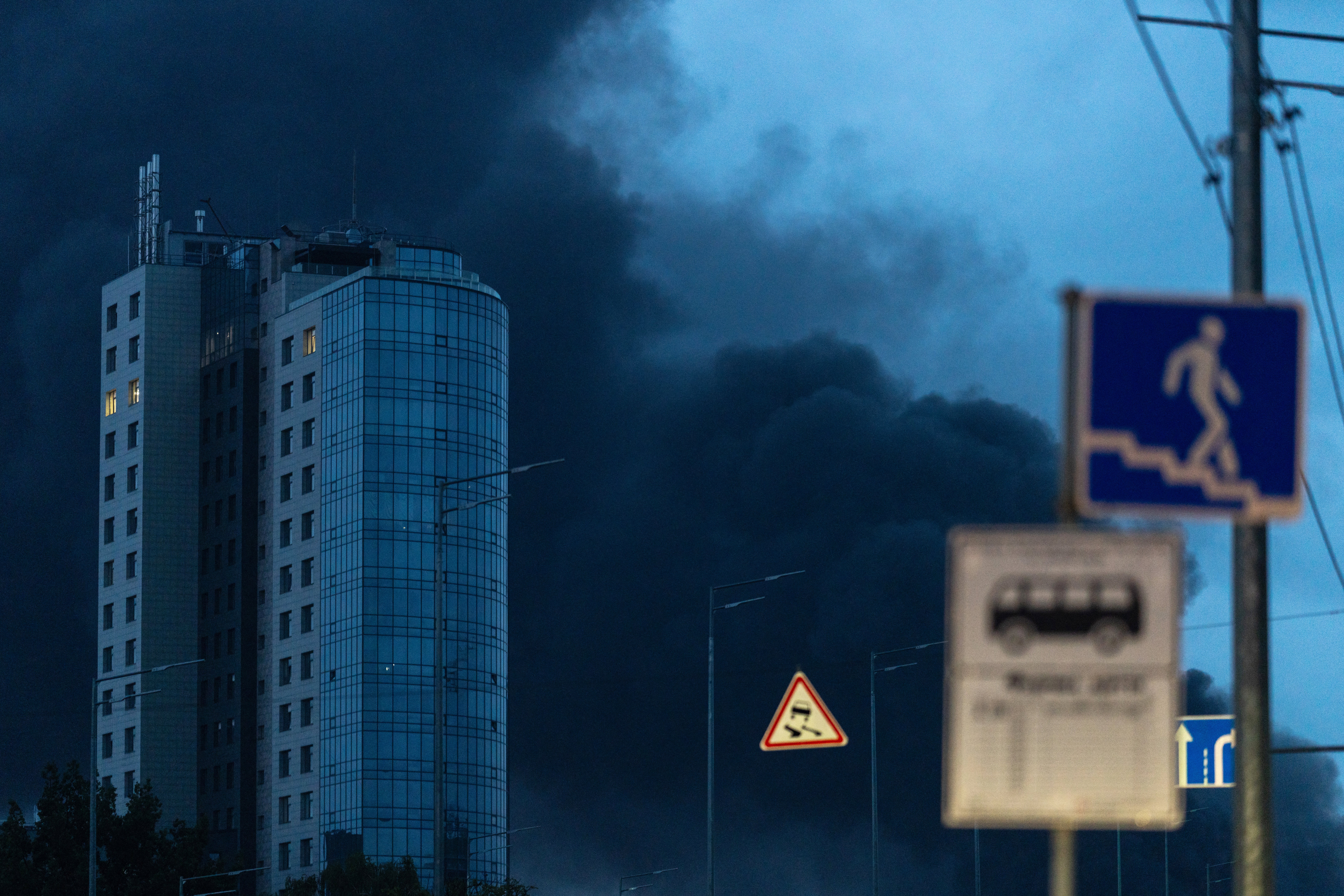 File: Smoke rises following a Russian missile strike on the Ukrainian capital Kyiv (AFP/Getty)