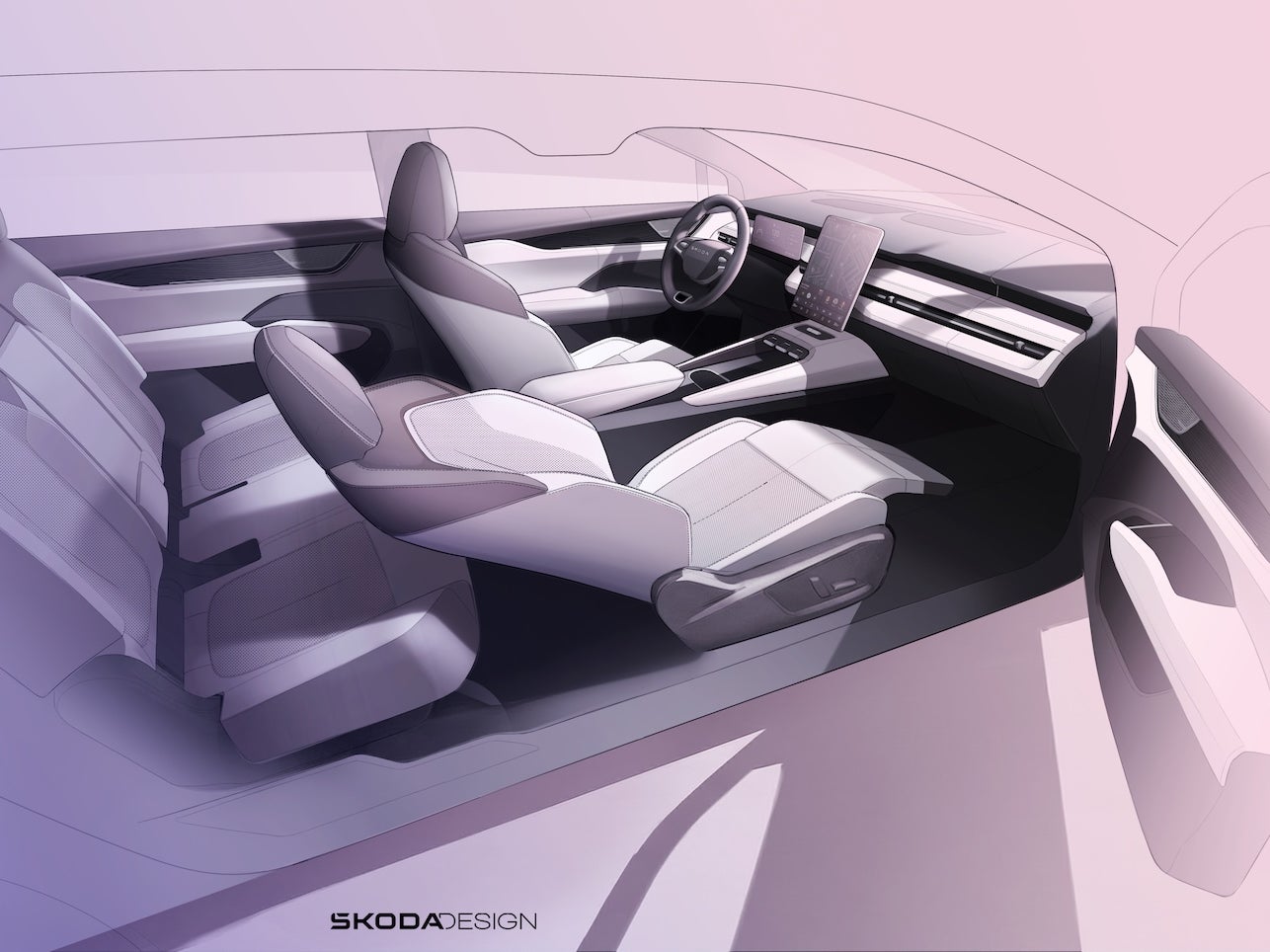 The interior of the new Skoda Peaq features a combination of screens and buttons, with advanced voice control, too (Skoda)