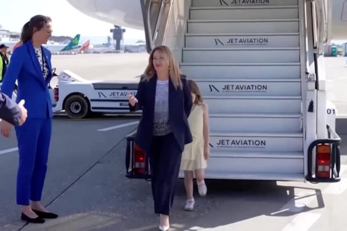 Giorgia Meloni arrives at G7 with her daughter after she avoids the spotlight