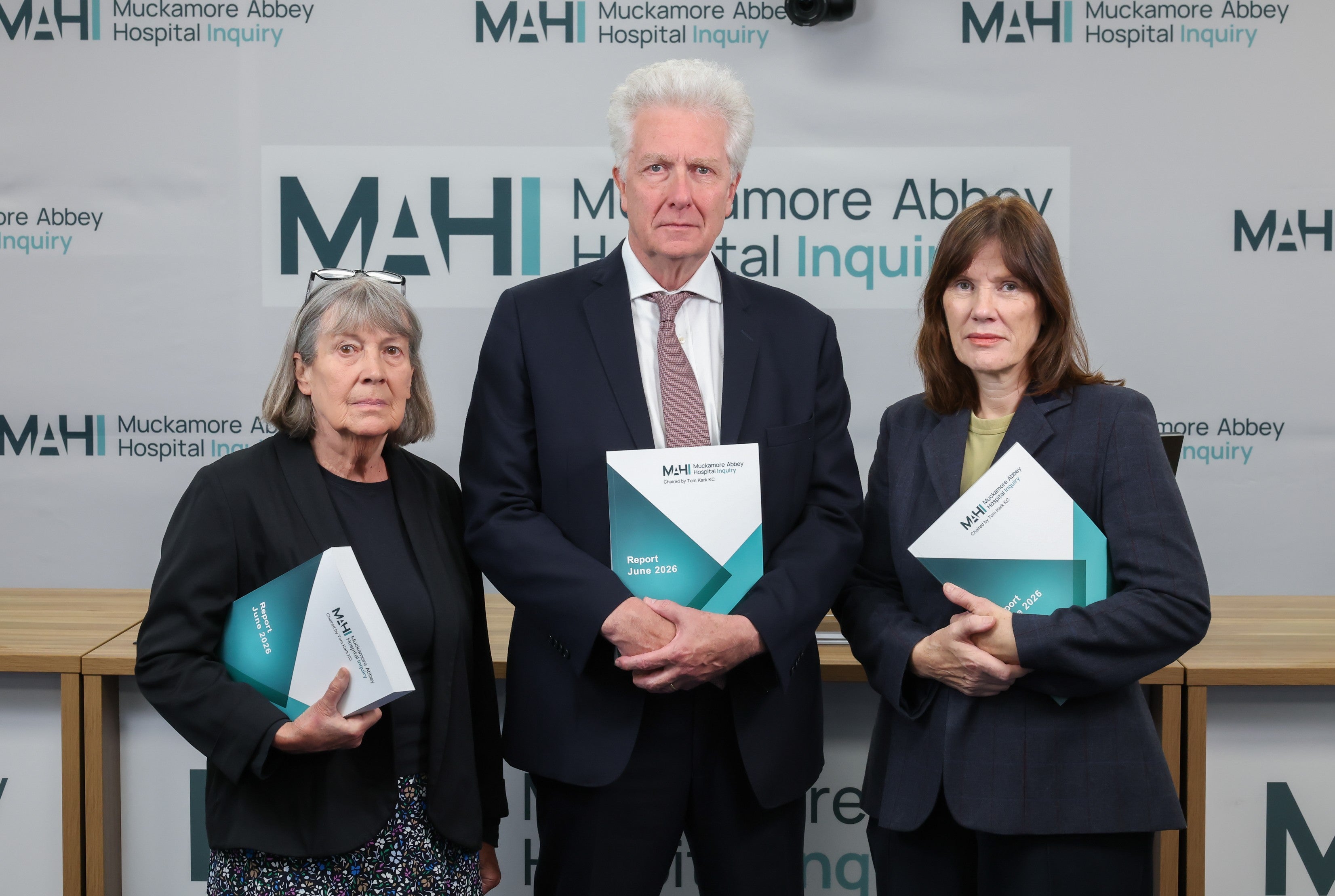 The inquiry panel (from left) Professor Glynis Murphy, chairman Tom Kark KC and Dr Elaine Maxwell (Muckamore Abbey Hospital Inquiry/PA) (Muckamore Abbey Hospital Inquiry)