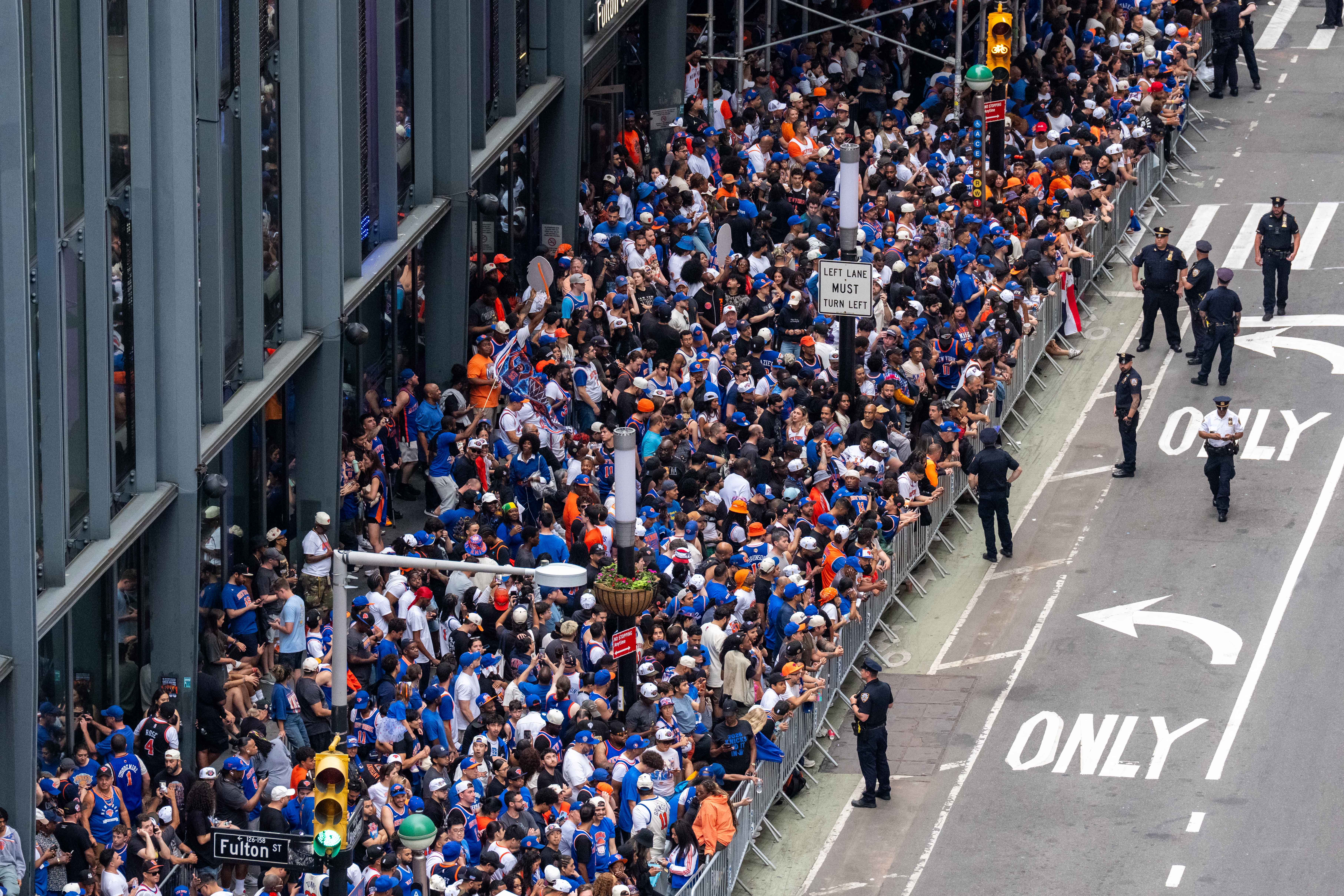 Thousands of fans line Broadway in lower Manhattan for the New York Knicks Championship ticker tape parade and victory rally