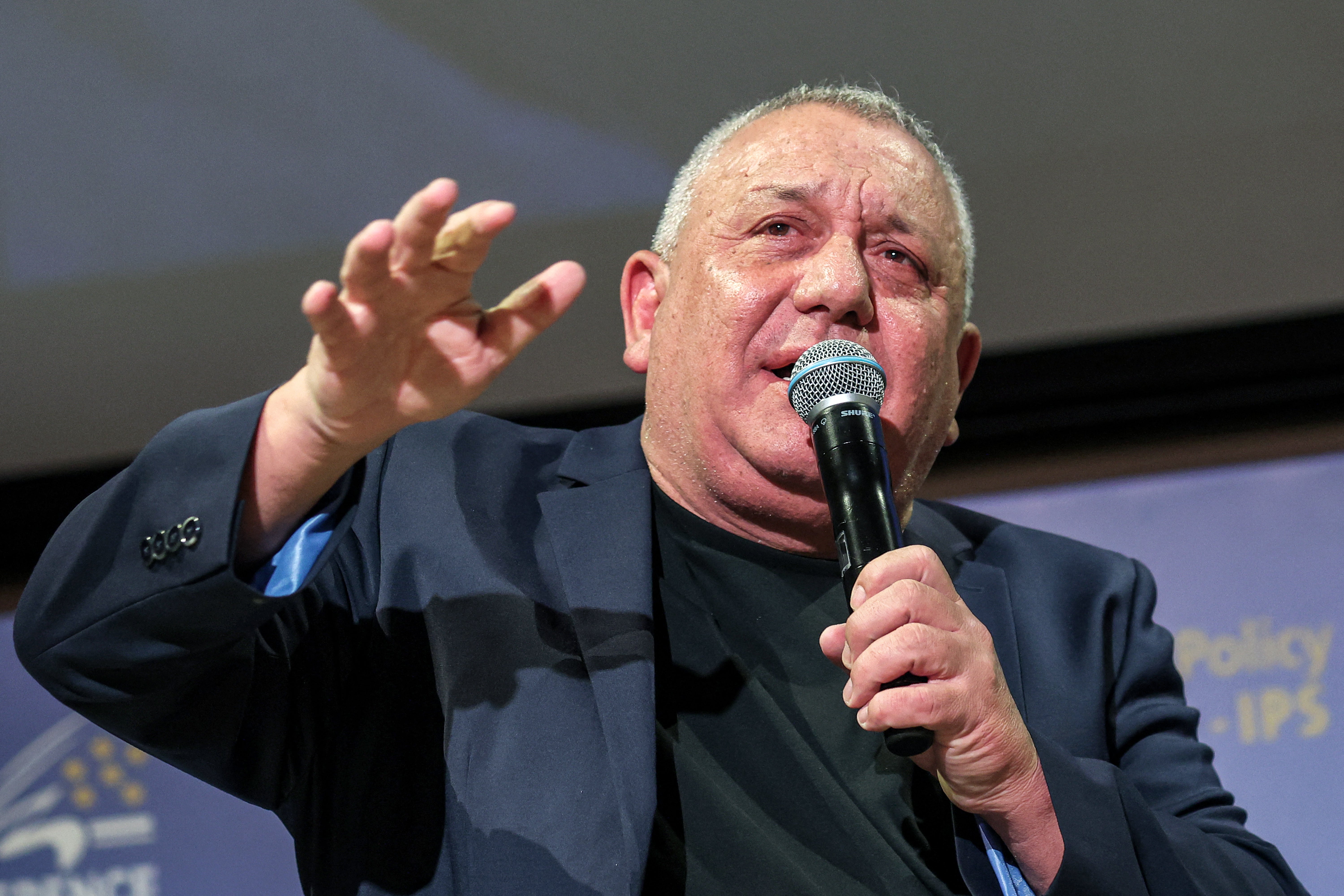 Gadi Eisenkot, former Israeli minister without portfolio and the 21st Chief of General Staff of the Israeli army, speaks during the Herzliya Conference at Reichman University in Herzliya on June 24, 2024. He is one of the favourites to oust Netanyahu. (Photo by GIL COHEN-MAGEN / AFP)