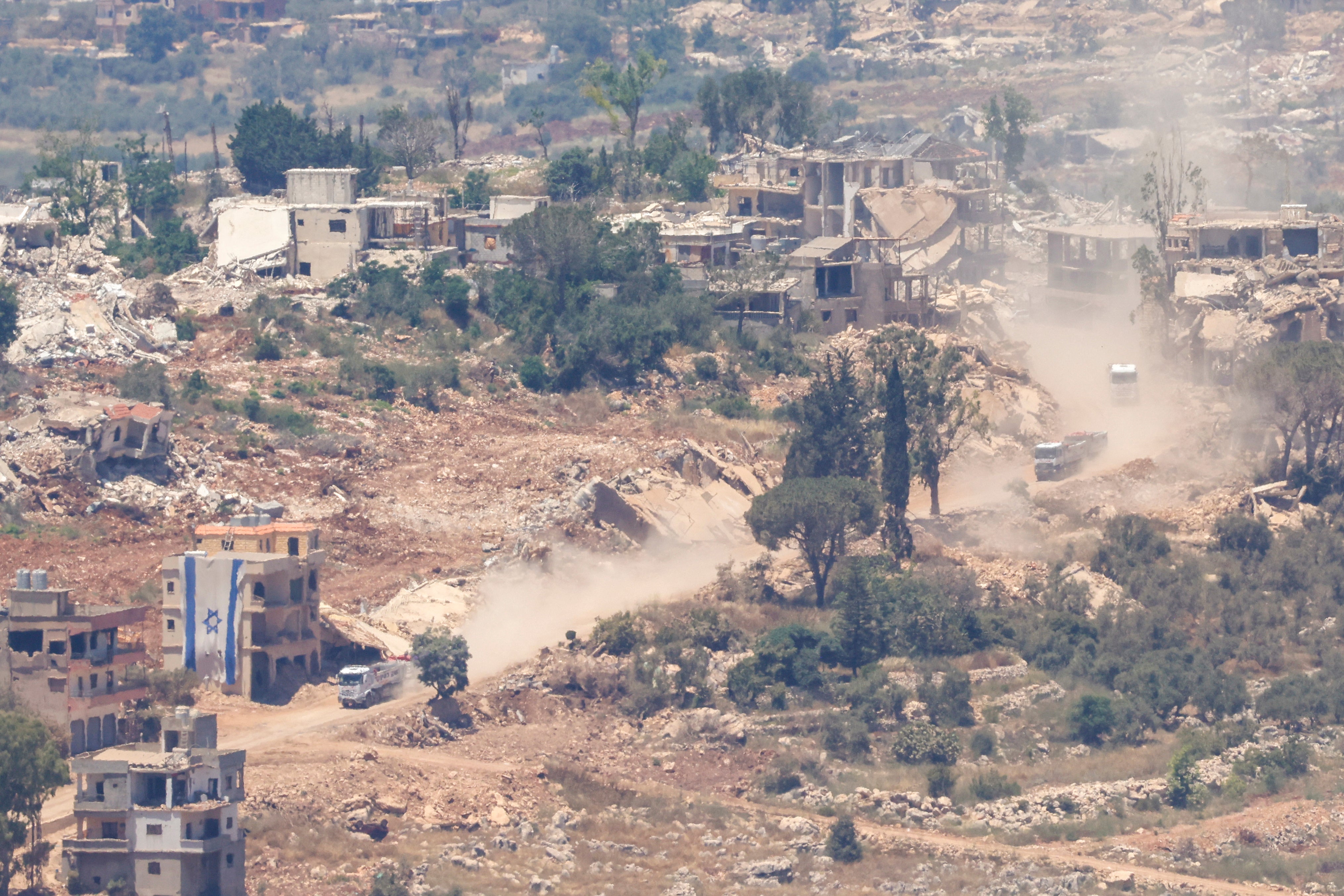 The southern Lebanese village of Taybeh near the border on June 18, 2026. Israeli strikes in south Lebanon killed three people on June 18, according to Lebanese state media, hours after the United States and Iran signed an agreement to end the Middle East war. (Photo by Jalaa MAREY / AFP via Getty Images)
