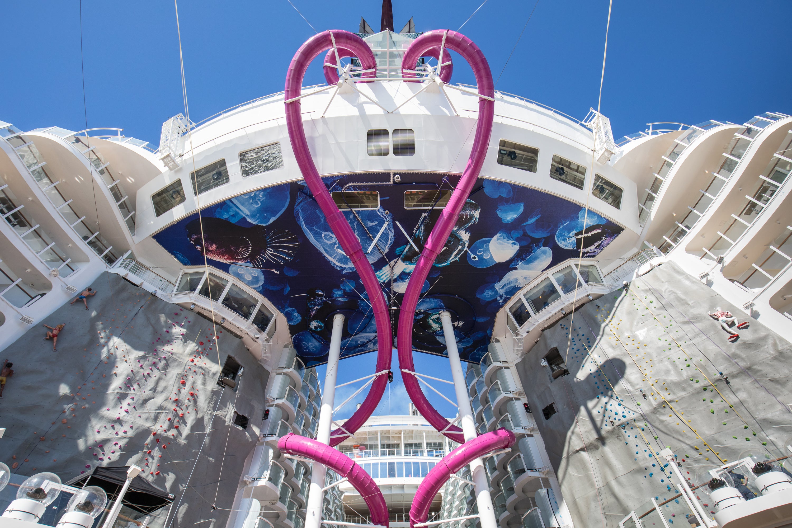 The Ultimate Abyss, the tallest slide at sea, hurtles sliders up to 14.5km per hour down 45 metres of twisting tubes (Felicity Byrnes)