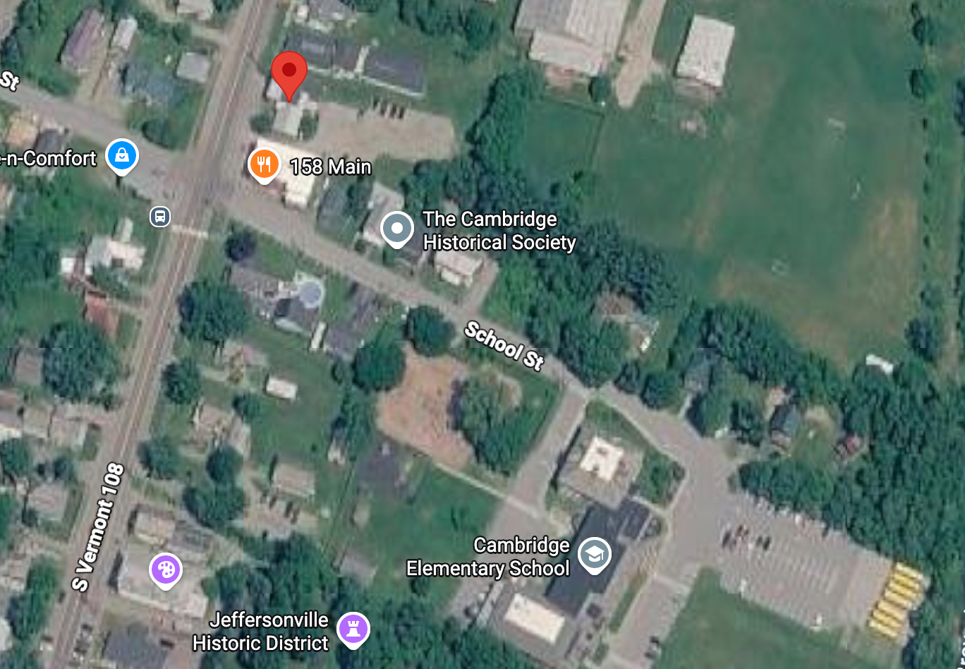 Some parents in a small Vermont town are protesting a dispensary that hopes to open near the local elementary school, according to reports. The red pin shows the proposed location of the store