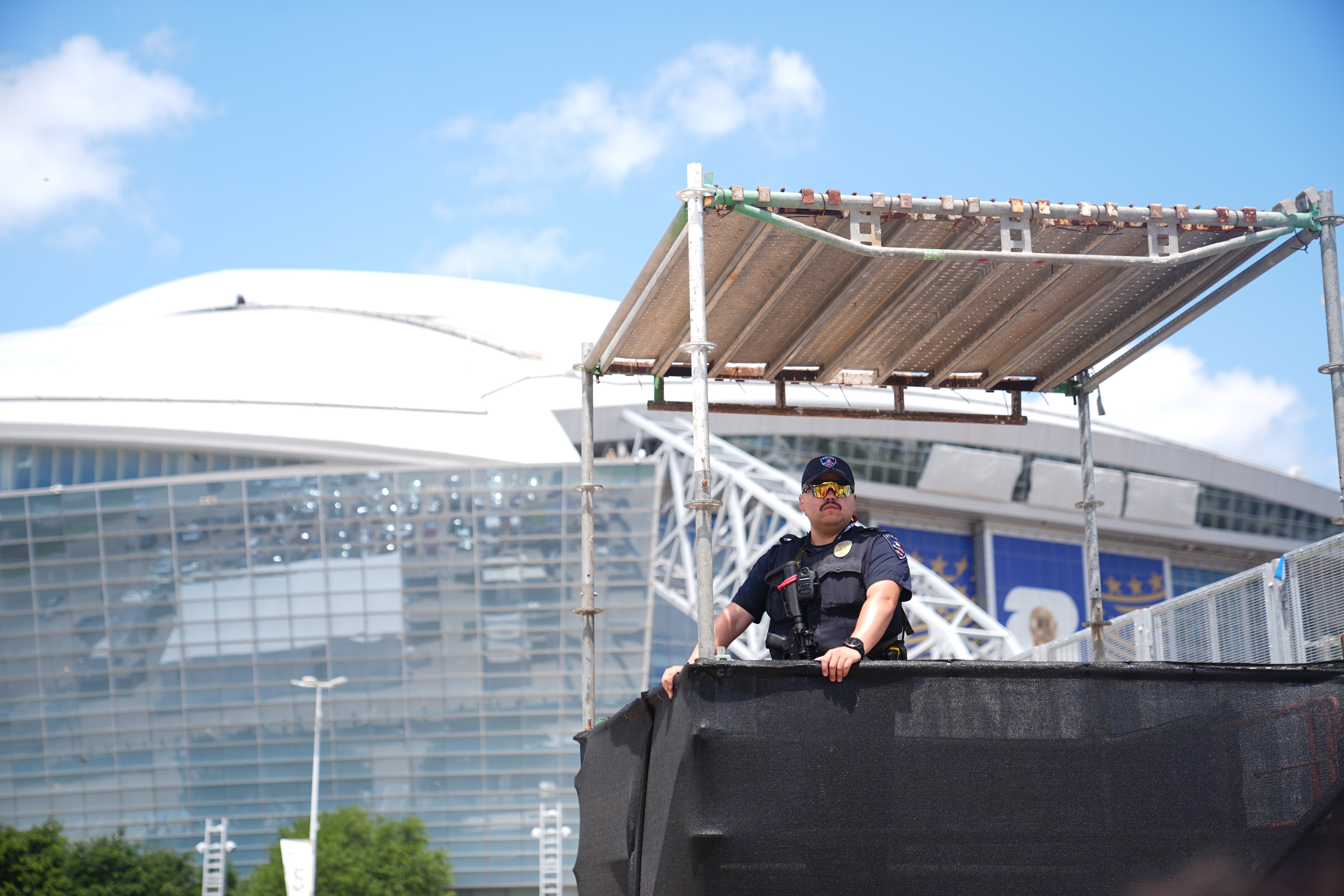 The huge security operation was in force hours before kick off on Wednesday (James Manning/PA)