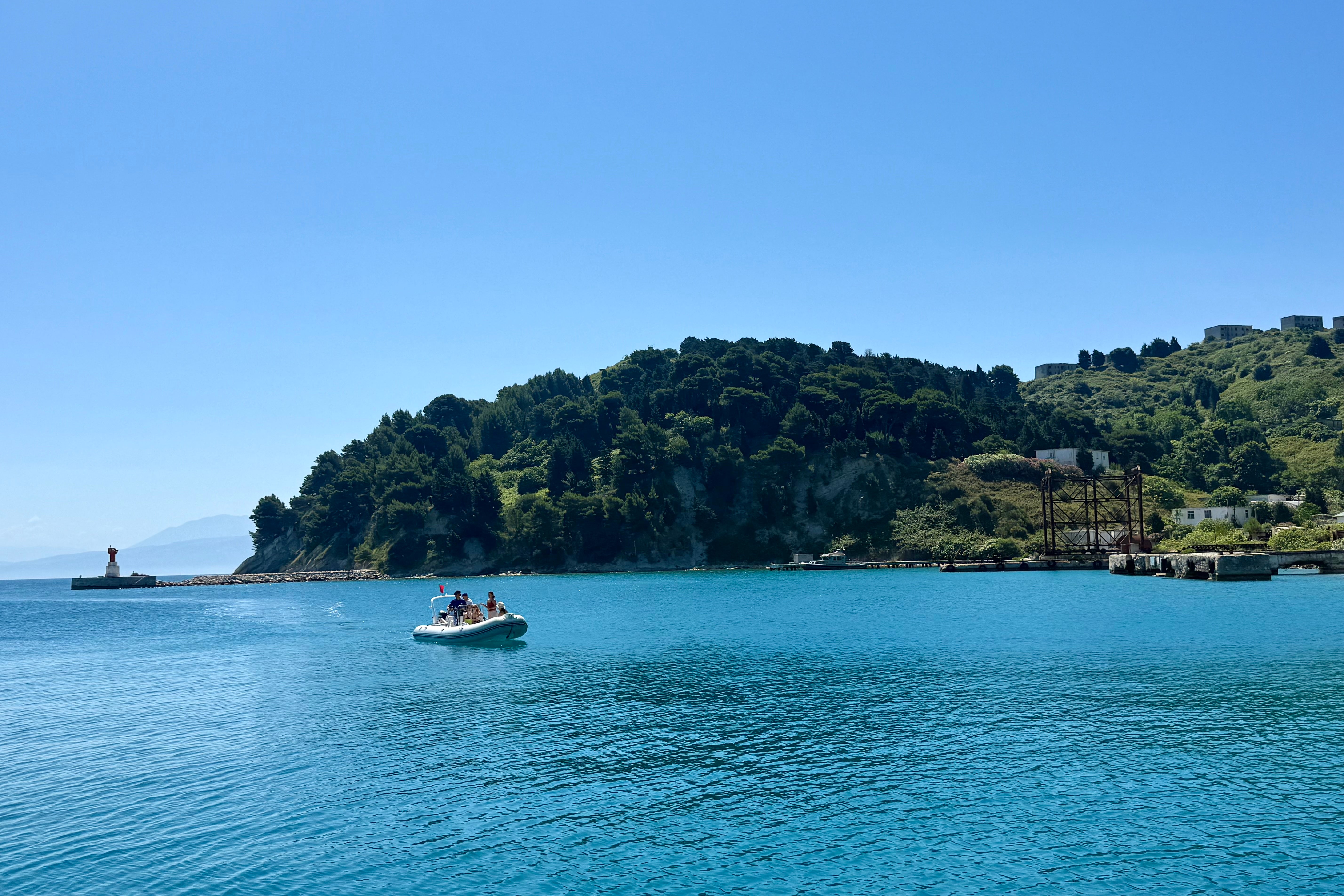 Sazan Island is in the Adriatic sea (Annabel Grossman/The Independent)