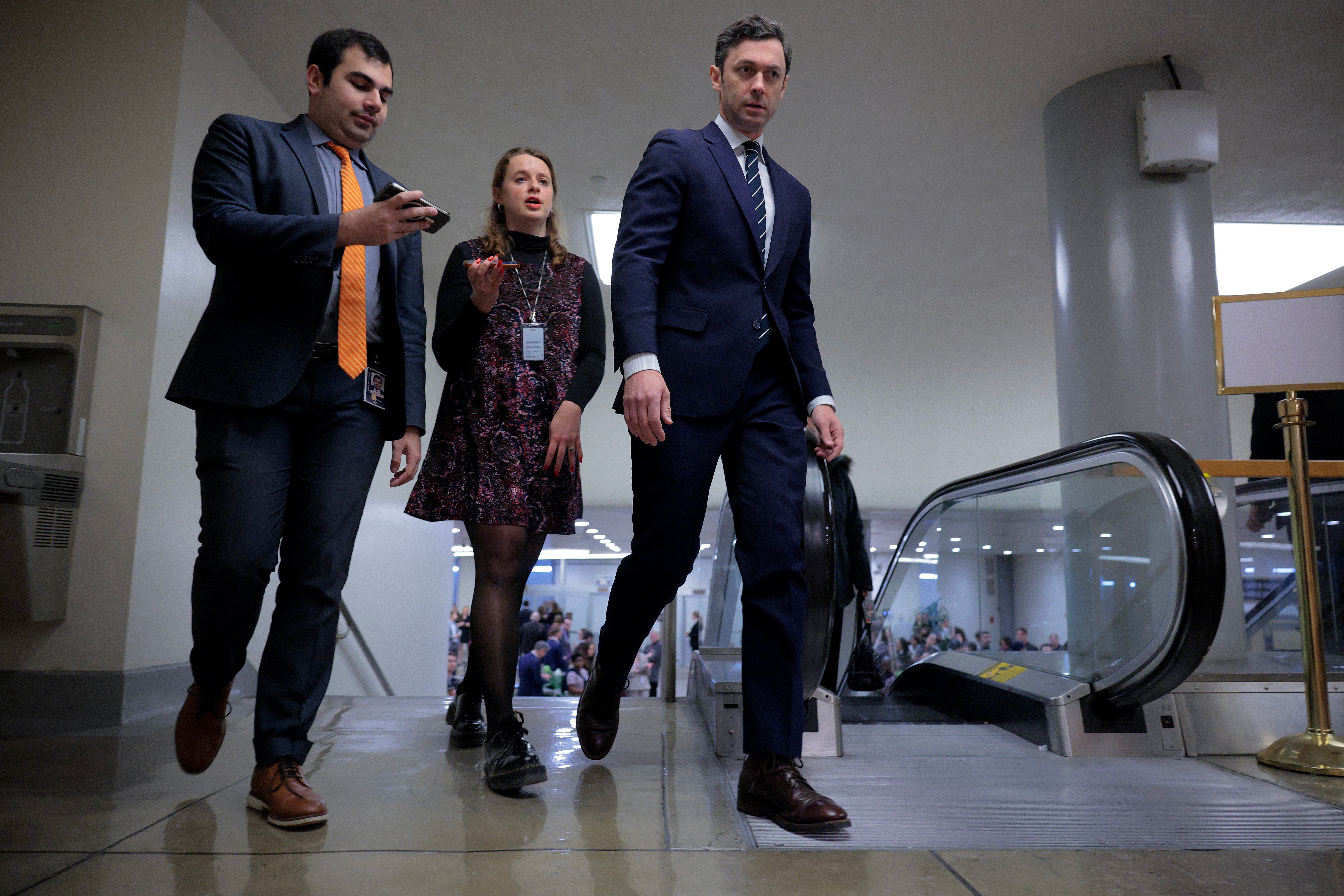 Sen. Jon Ossoff (D-Ga.), right, has made affordability a cornerstone of his re-election campaign in Georgia.