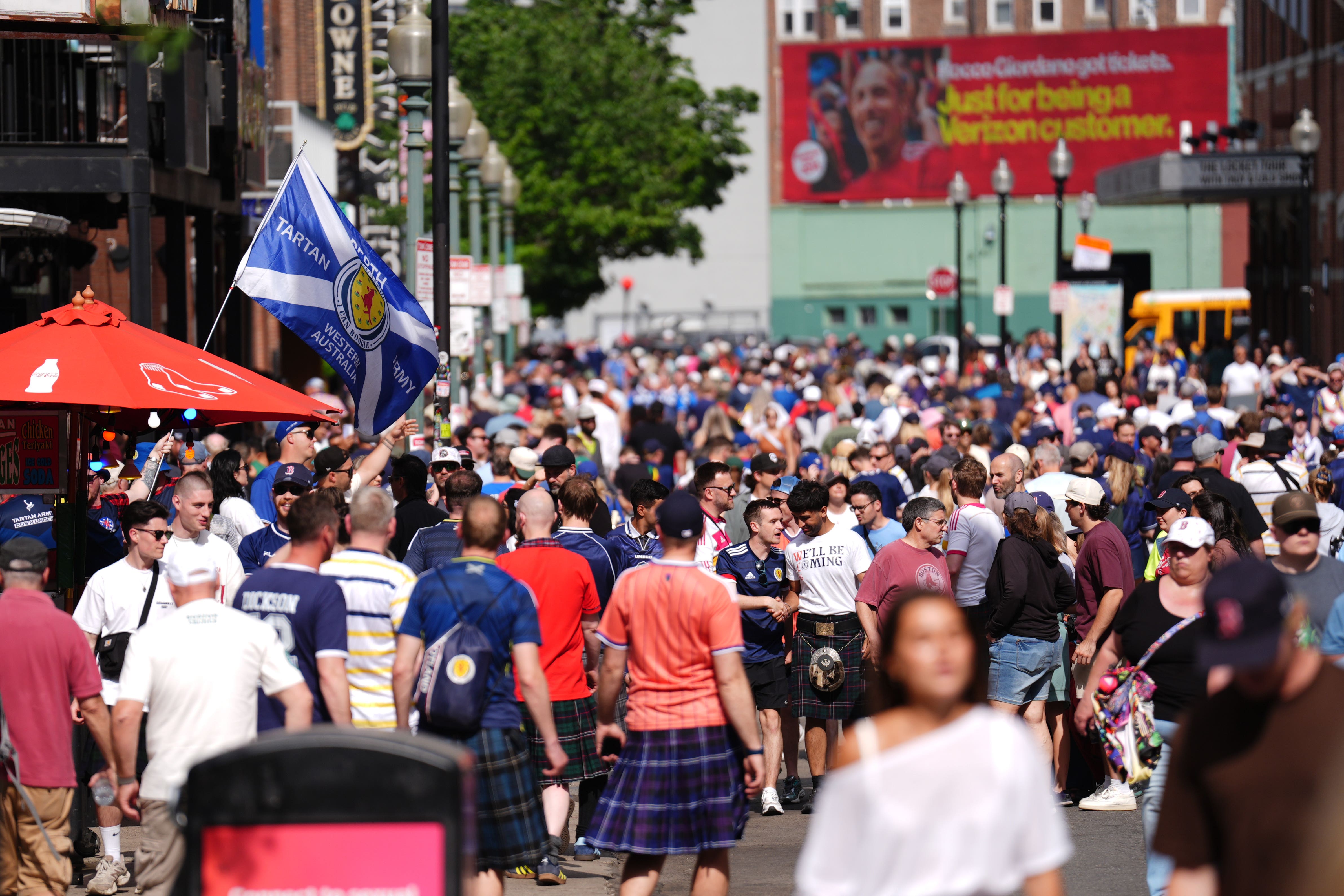 Scotland fans took to the streets in Boston ahead of the team’s match against Morocco