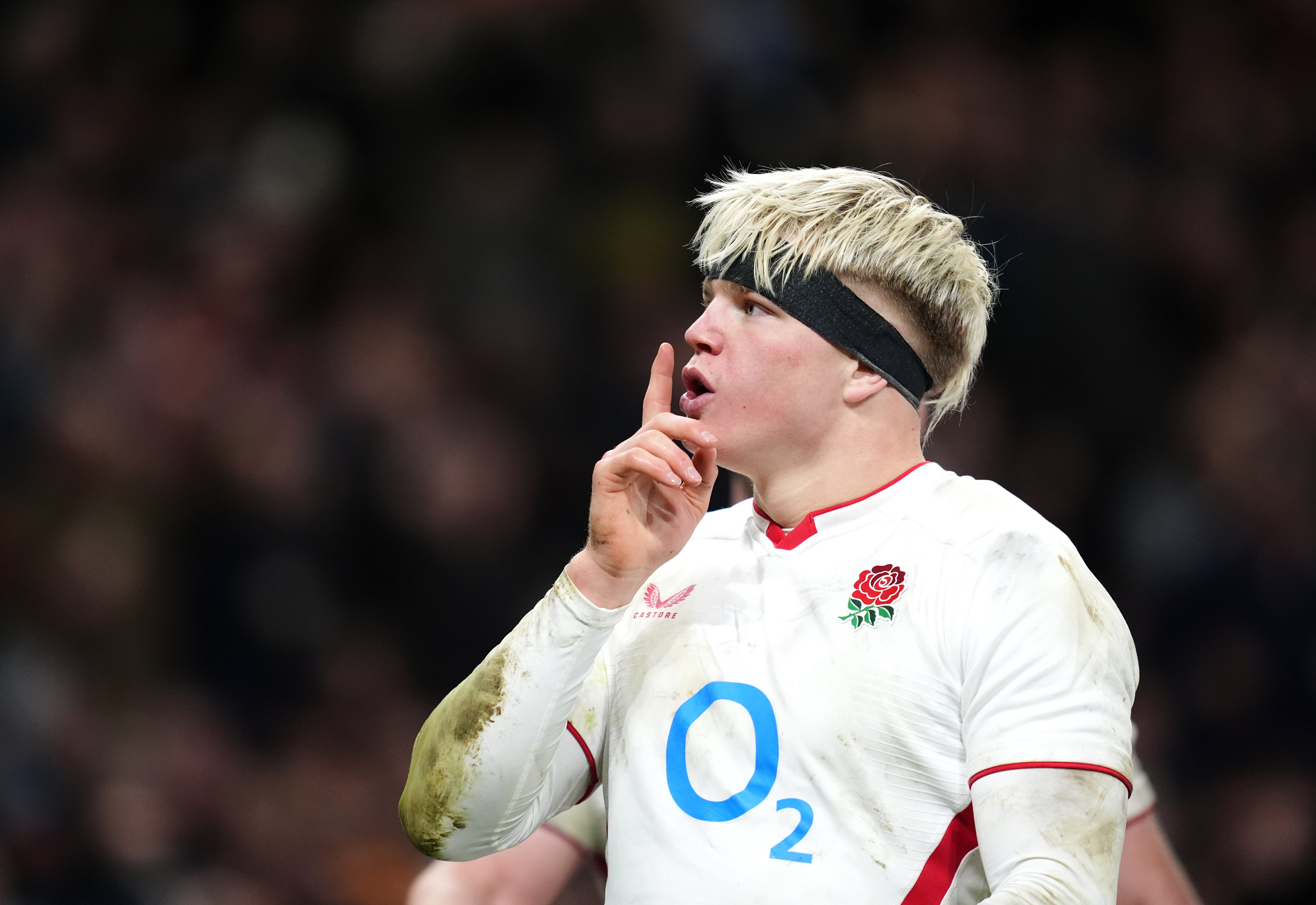 Henry Pollock celebrates scoring a try for England against Wales at Twickenham in February (Adam Davy/PA) (PA Wire)