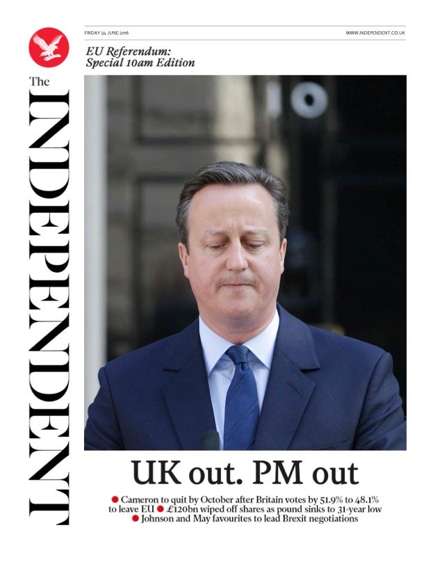 The Independent's fifth digital edition front page on 'Brexit day' (The Independent)