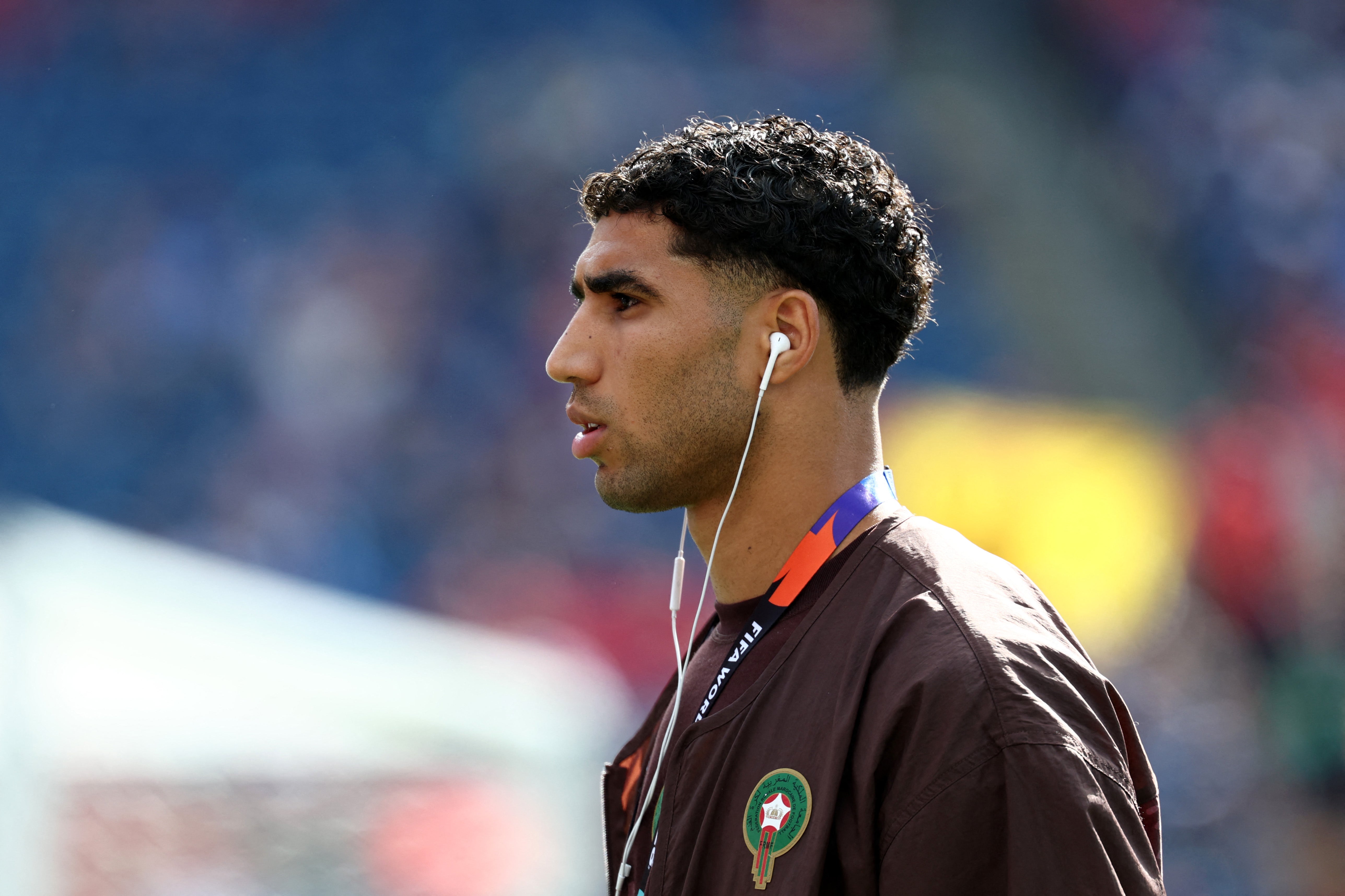 Morocco's defender Achraf Hakimi before kick-off against Scotland
