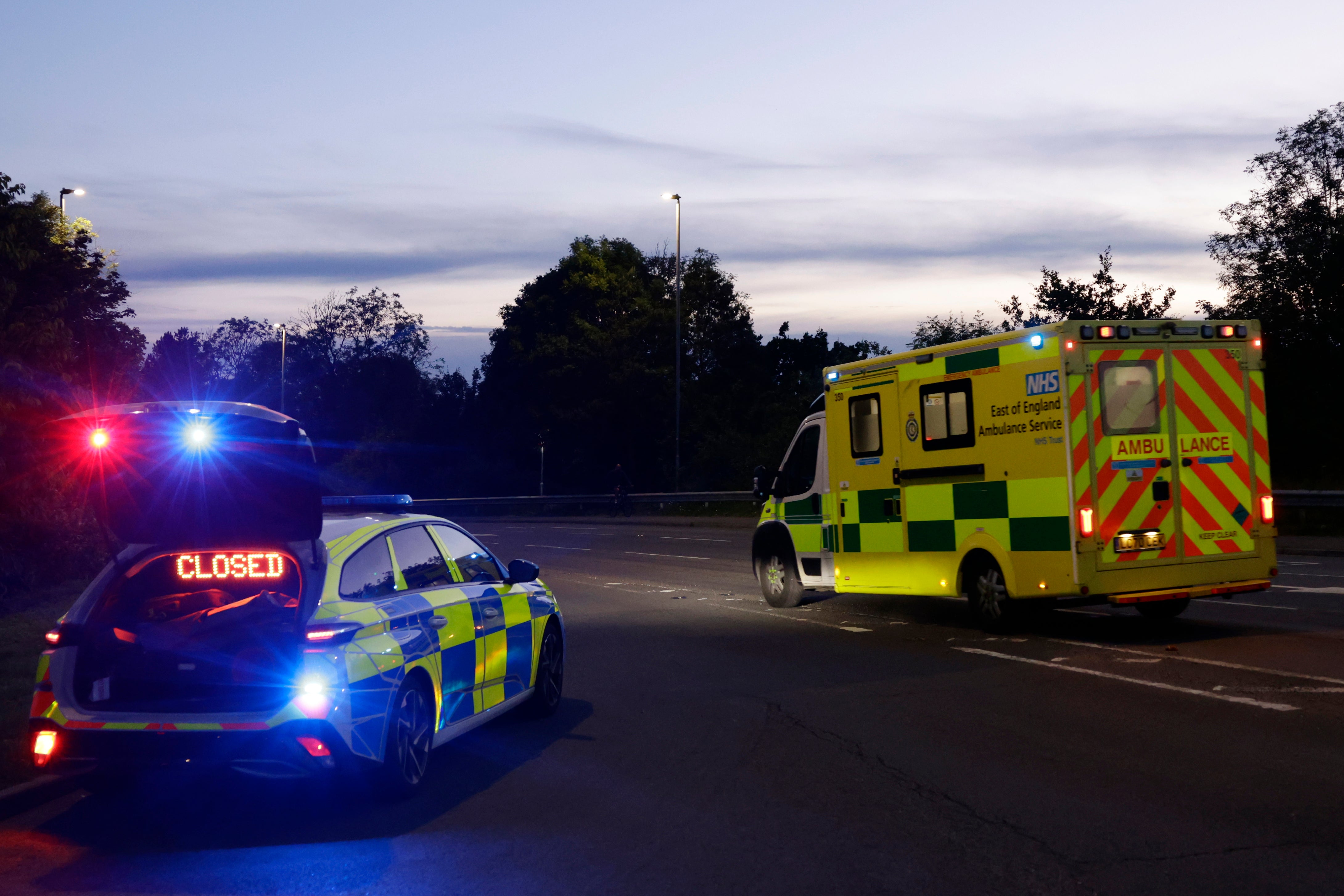 Emergency services remained on the scene on Friday evening