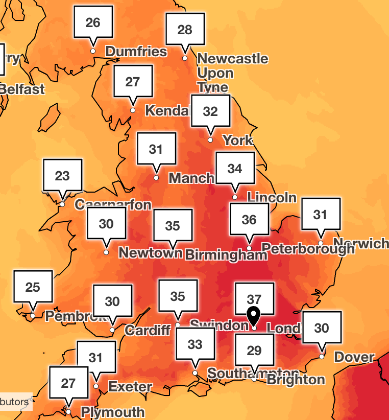 The temperature is expected to reach 37 degrees on Tuesday