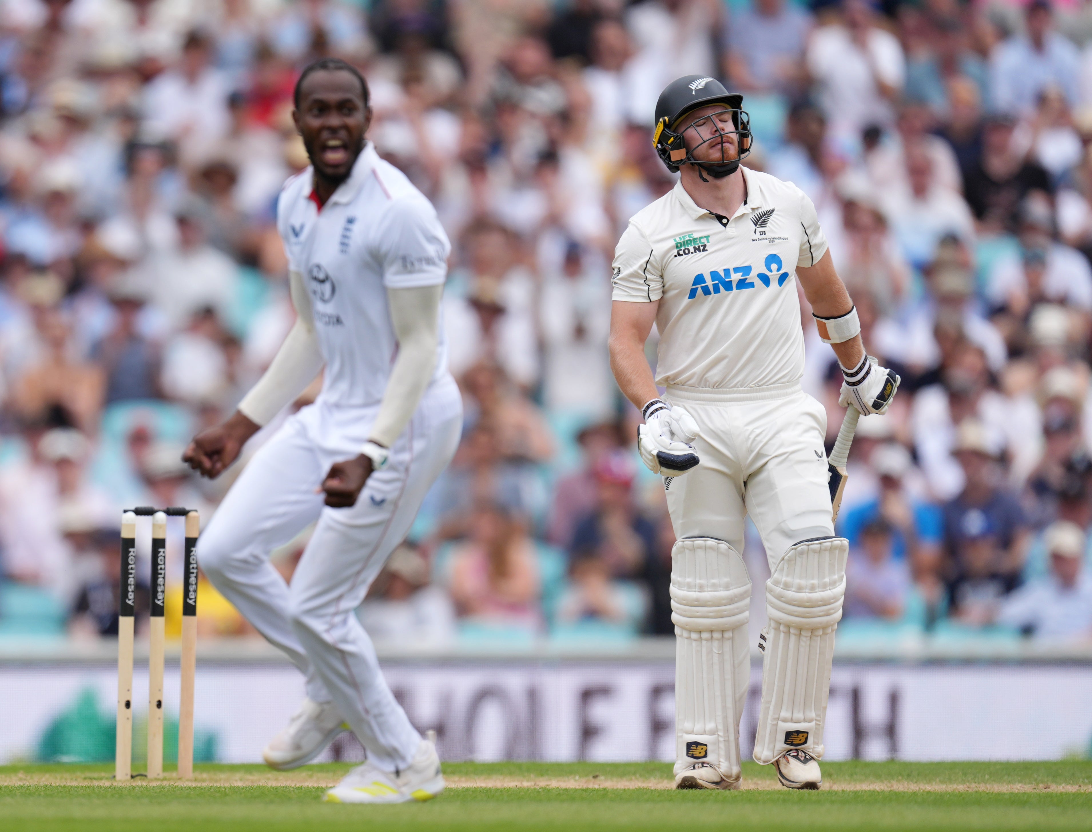 Jofra Archer finished with three wickets in New Zealand’s second innings (Ben Whitley/PA)
