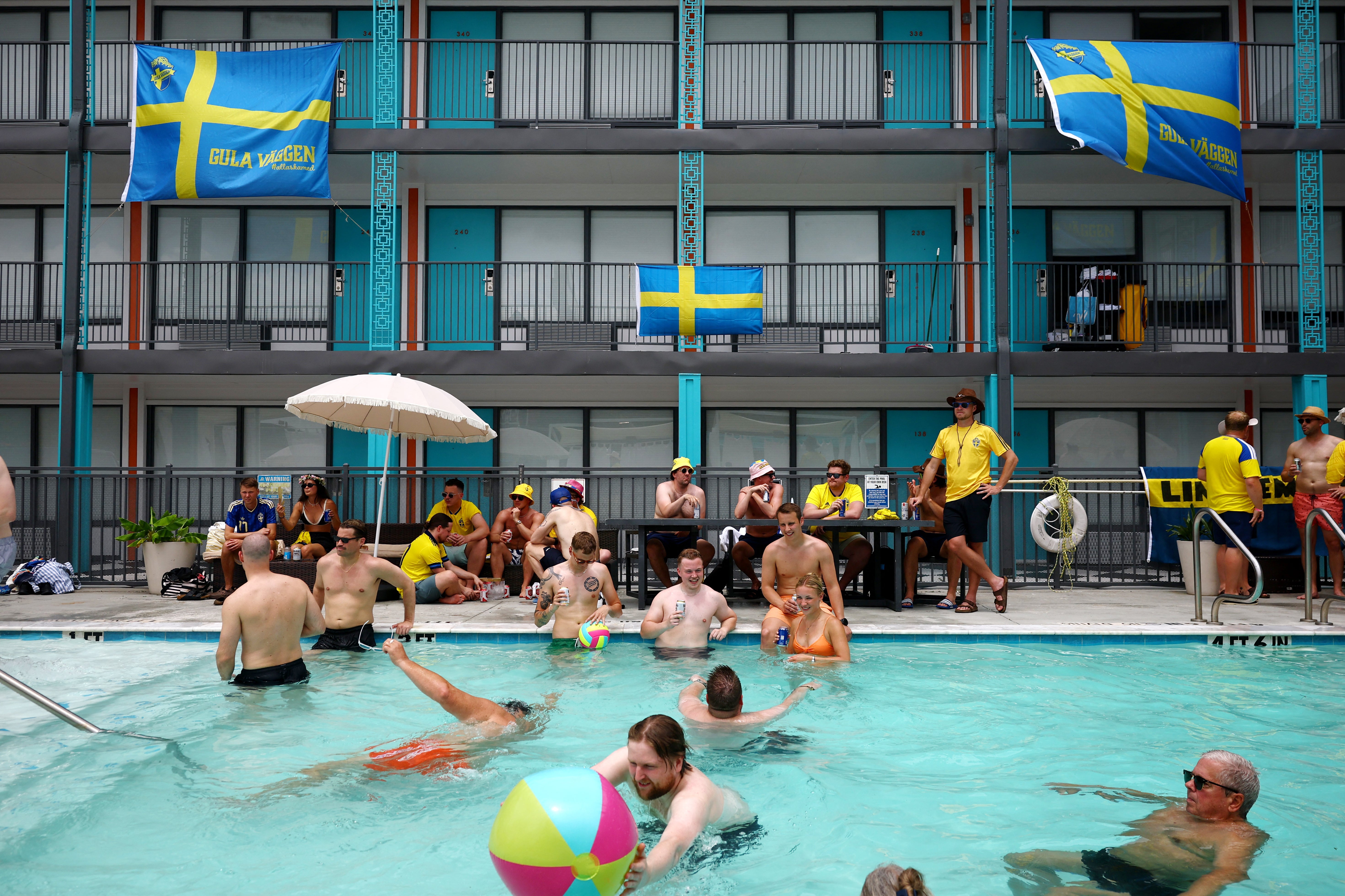 Thousands of Swedish fans have turned out to support their home team in Houston