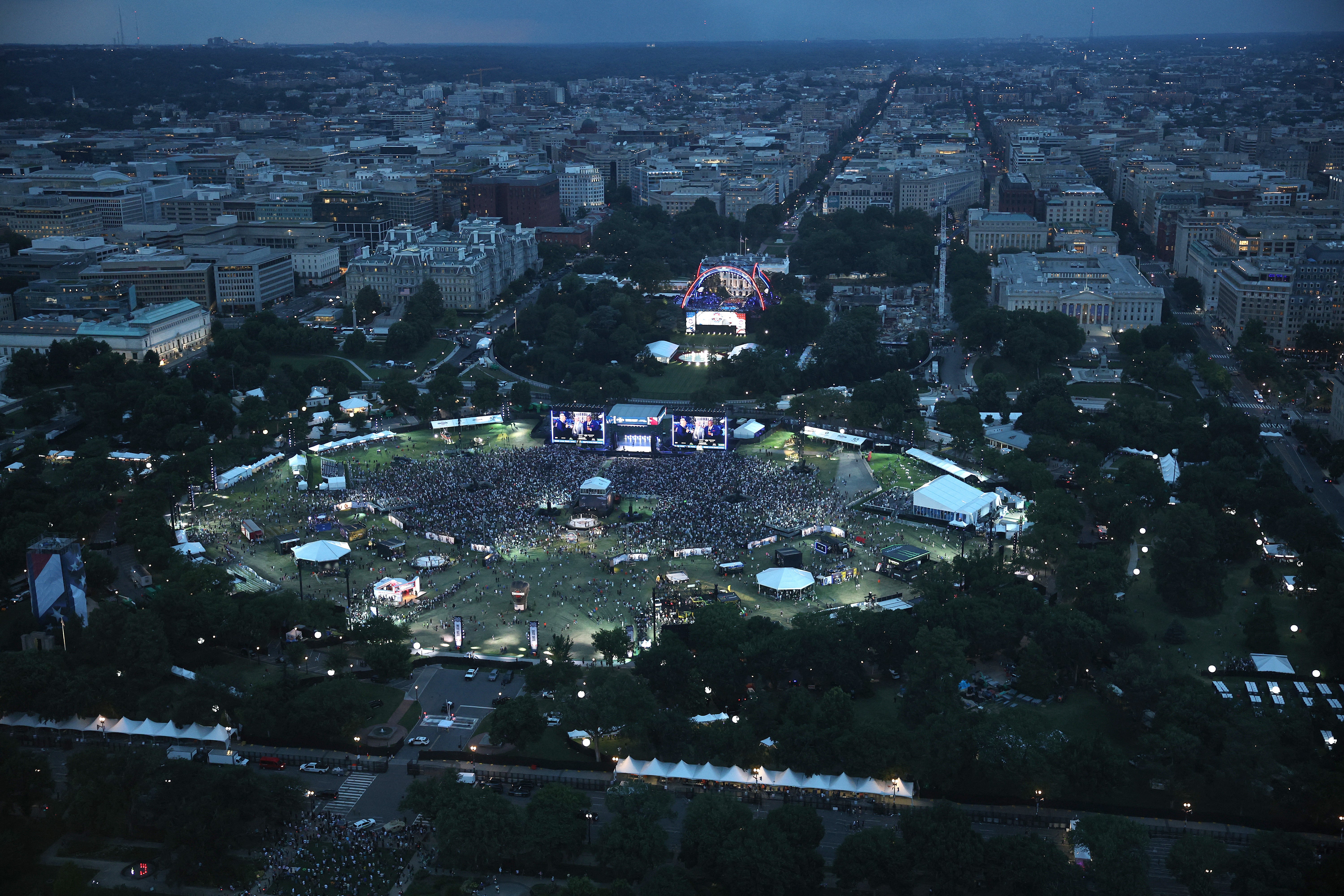 Thousands of viewers filled into the public park to watch fighters duke it out on jumbo screens