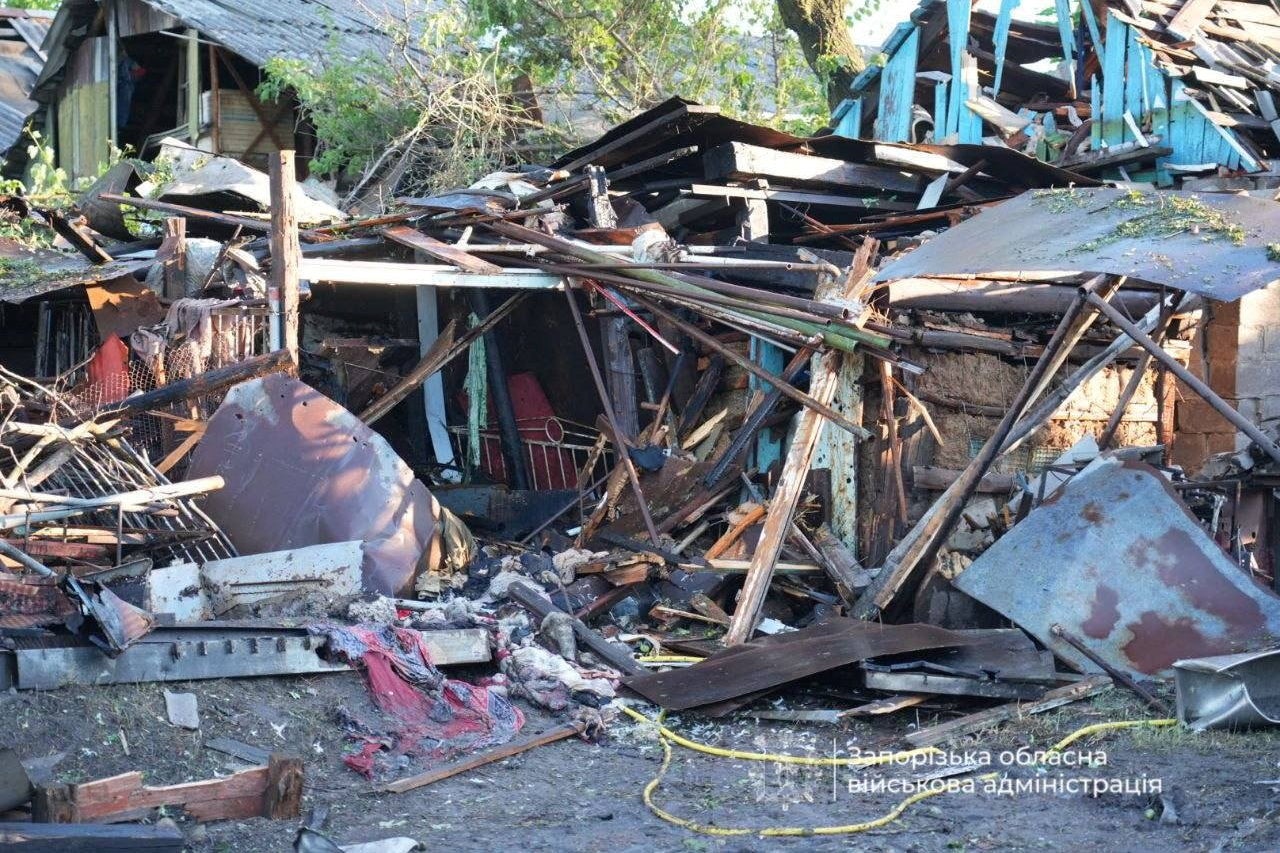 The aftermath of a Russian strike on the Ukrainian city of Zaporizhzhia (Reuters)
