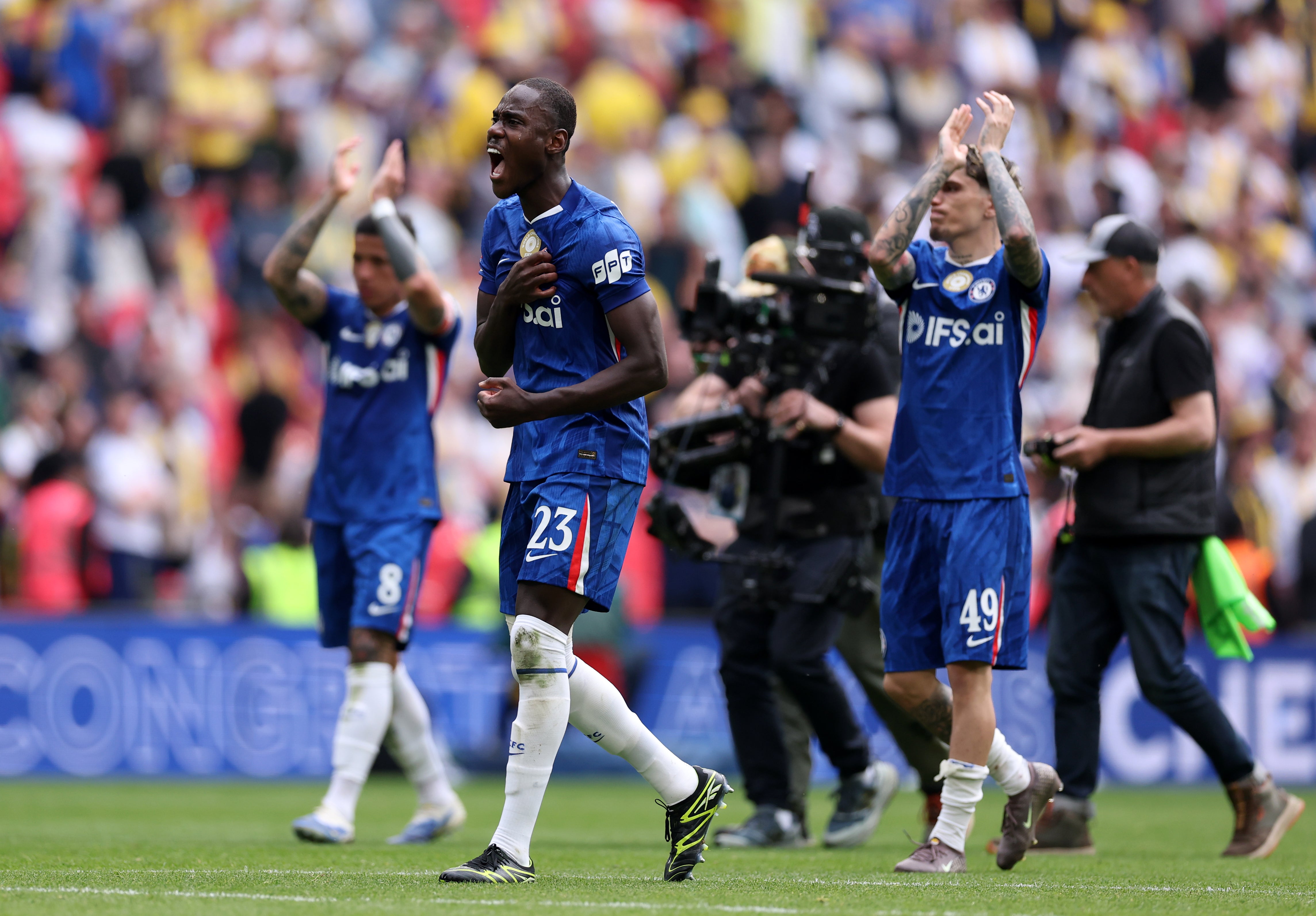 Chalobah celebrates after the FA Cup semi-final win over Leeds