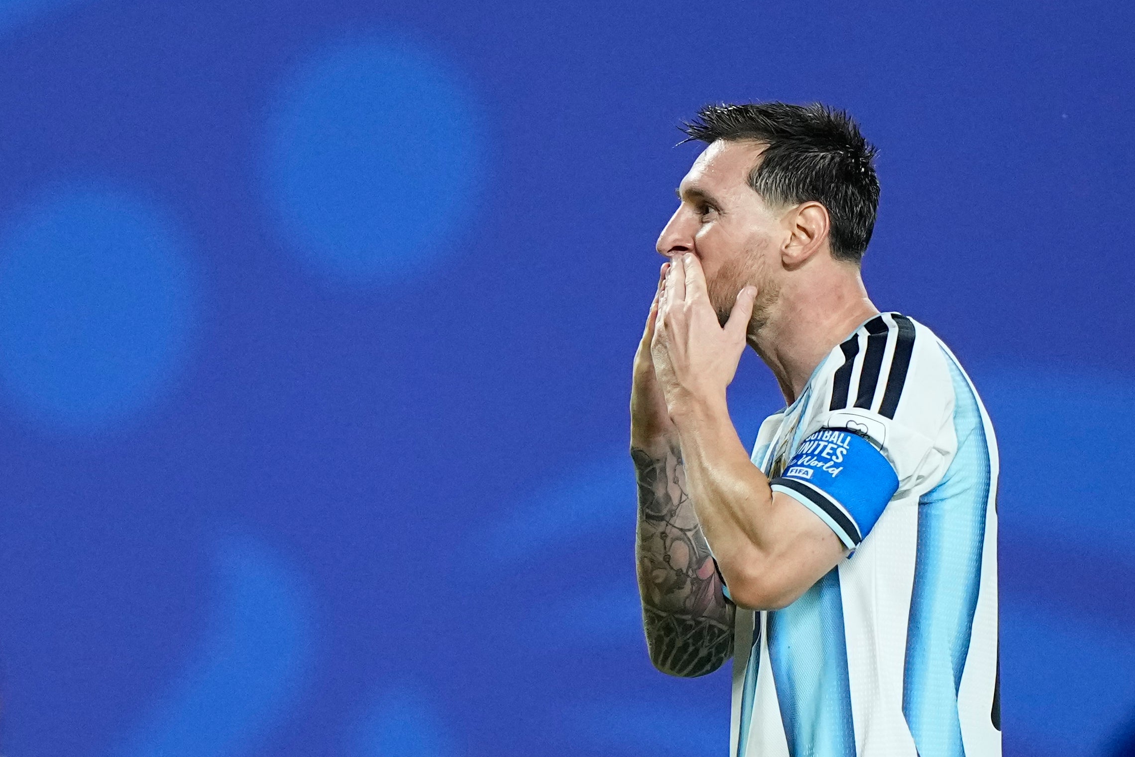Lionel Messi scored a stunning hat-trick in Argentina’s opening win over Algeria (Charlie Riedel/AP)