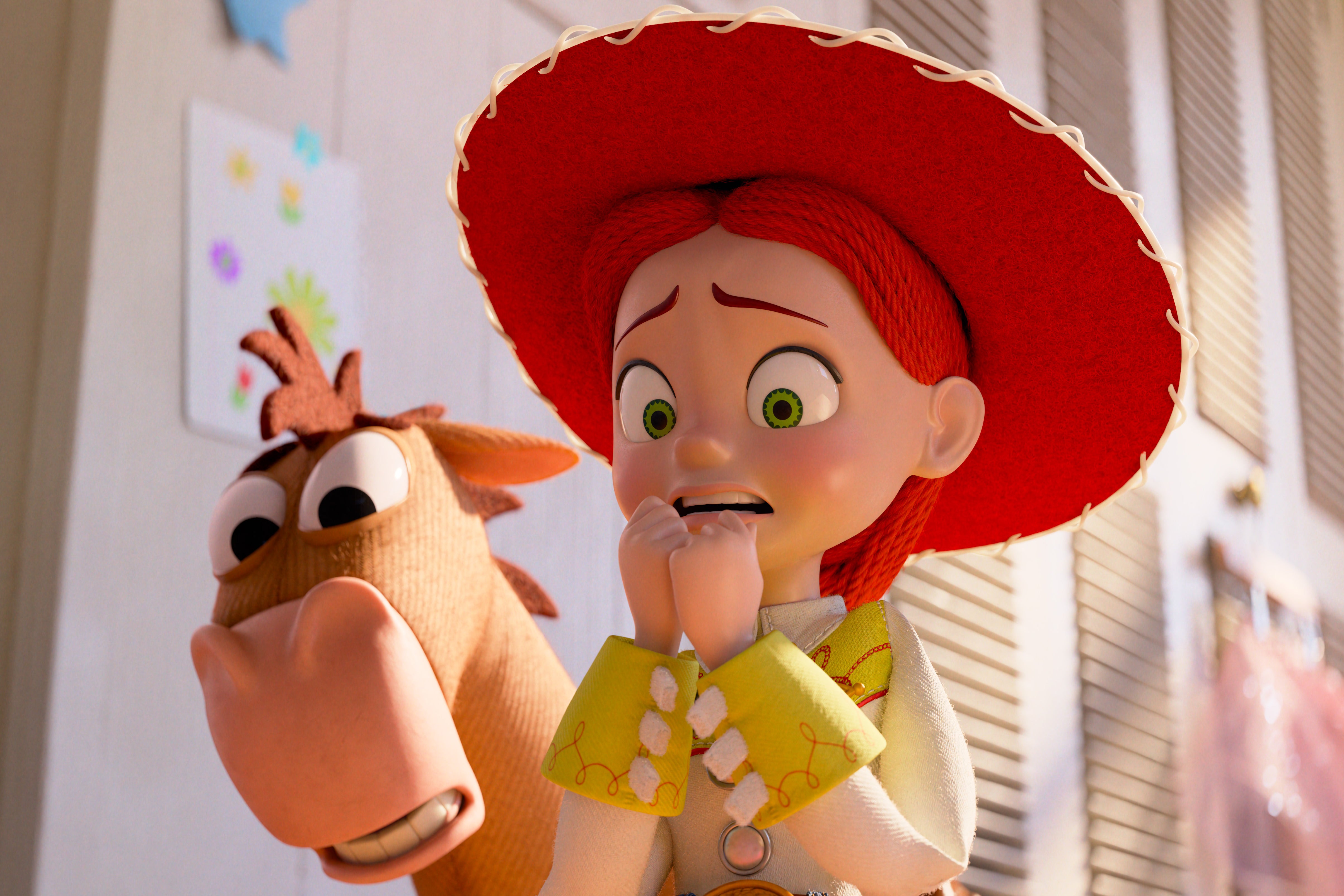Jessie is destabilised by an iPad-like device in ‘Toy Story 5’ (Disney/Pixar)