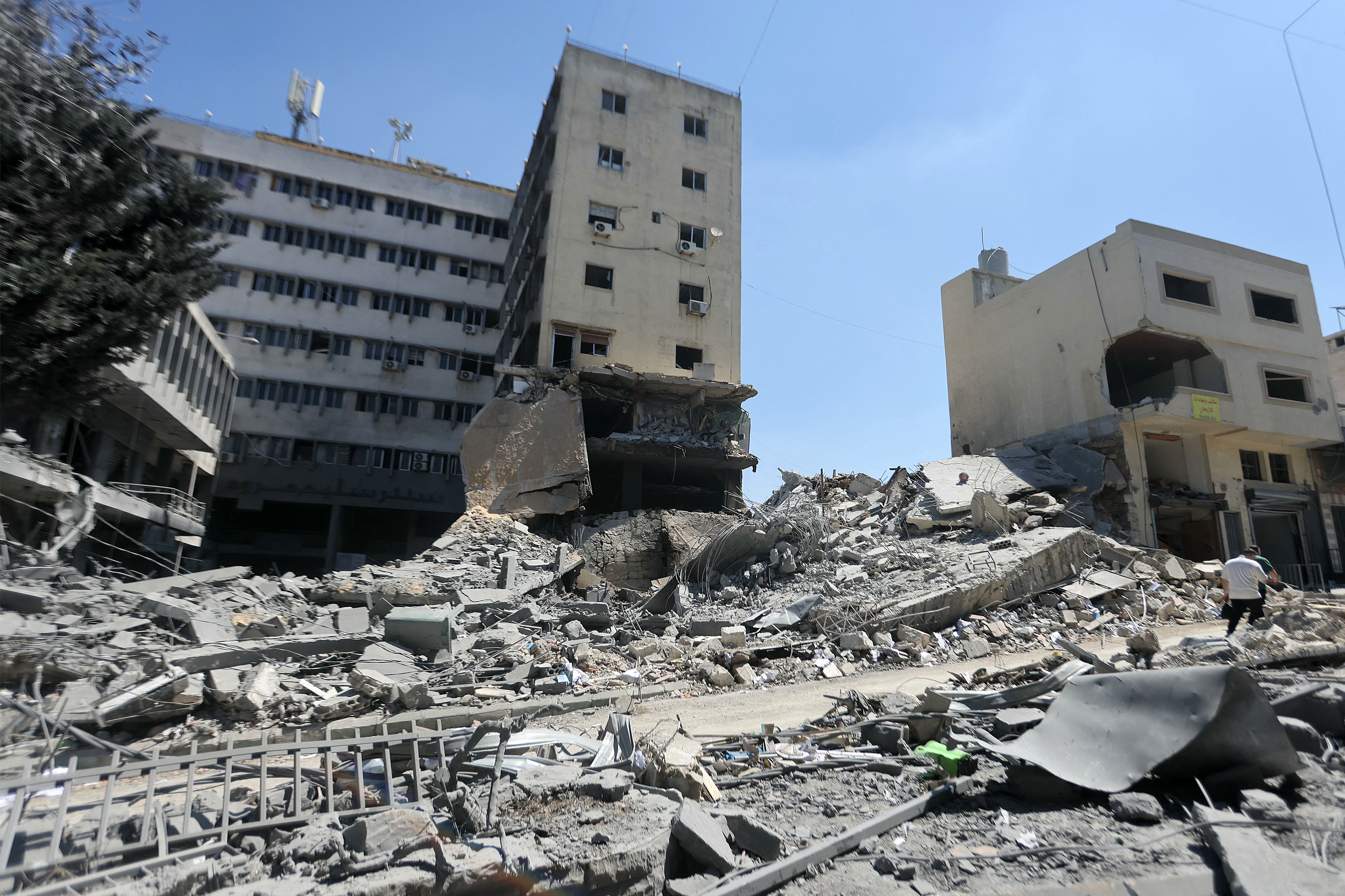 The rubble of a collapsed building is pictured following Israeli bombardment, in Nabatieh in southern Lebanon on June 21 (AFP/Getty)
