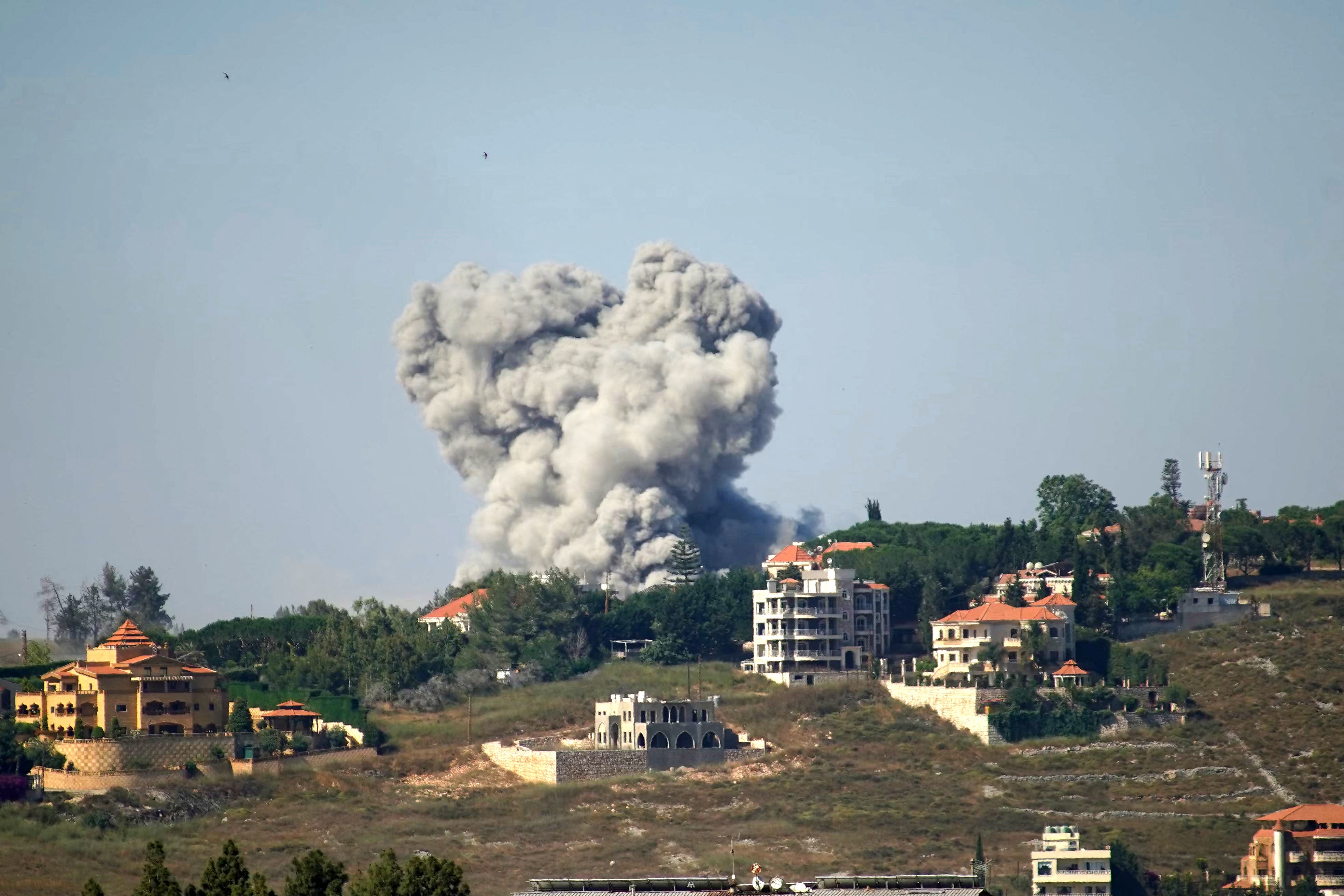 Israel has continued to attack Hezbollah in Lebanon, drawing fury from Iran (Natabieh pictured on Saturday)