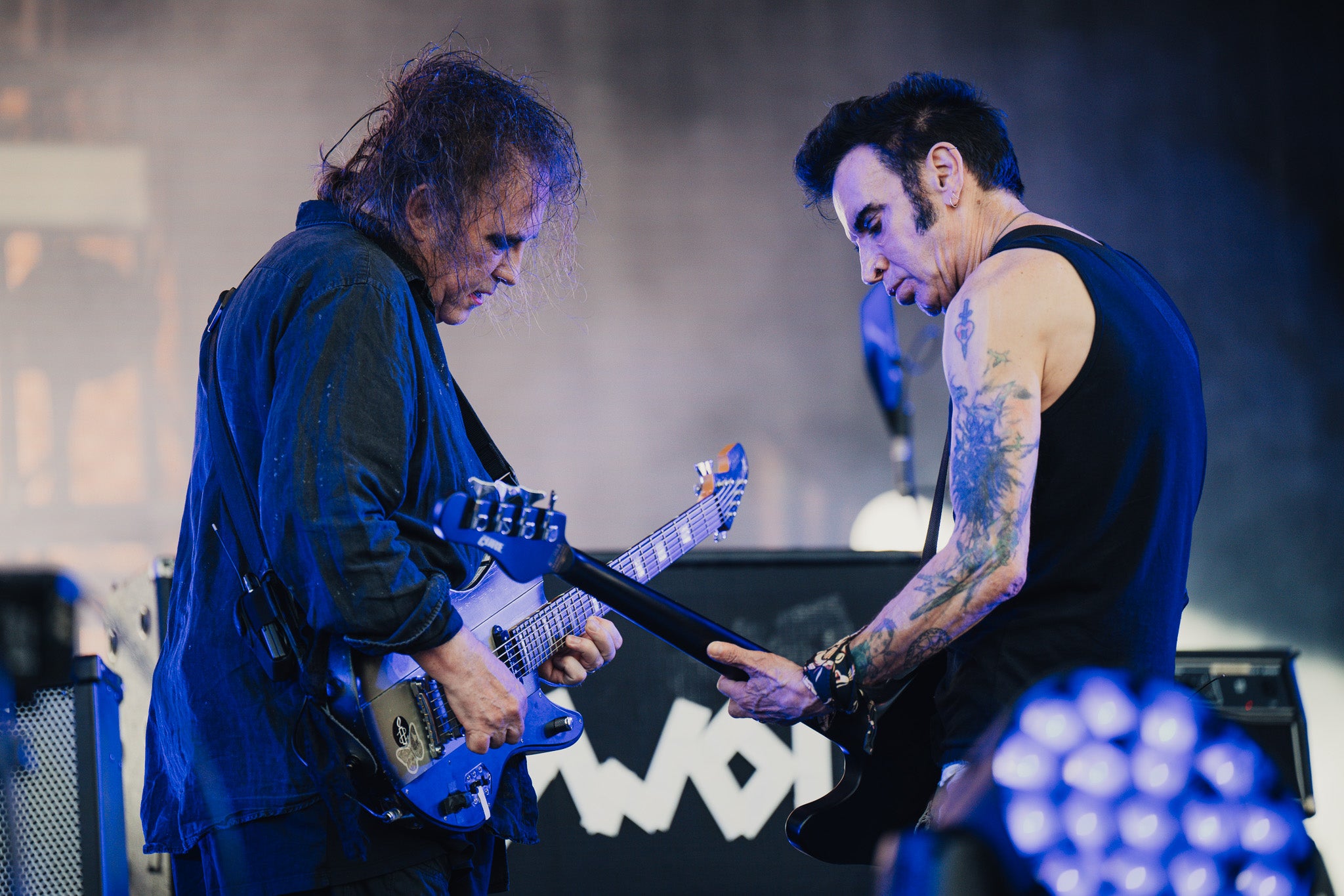 The Cure's Robert Smith with bassist Simon Gallup