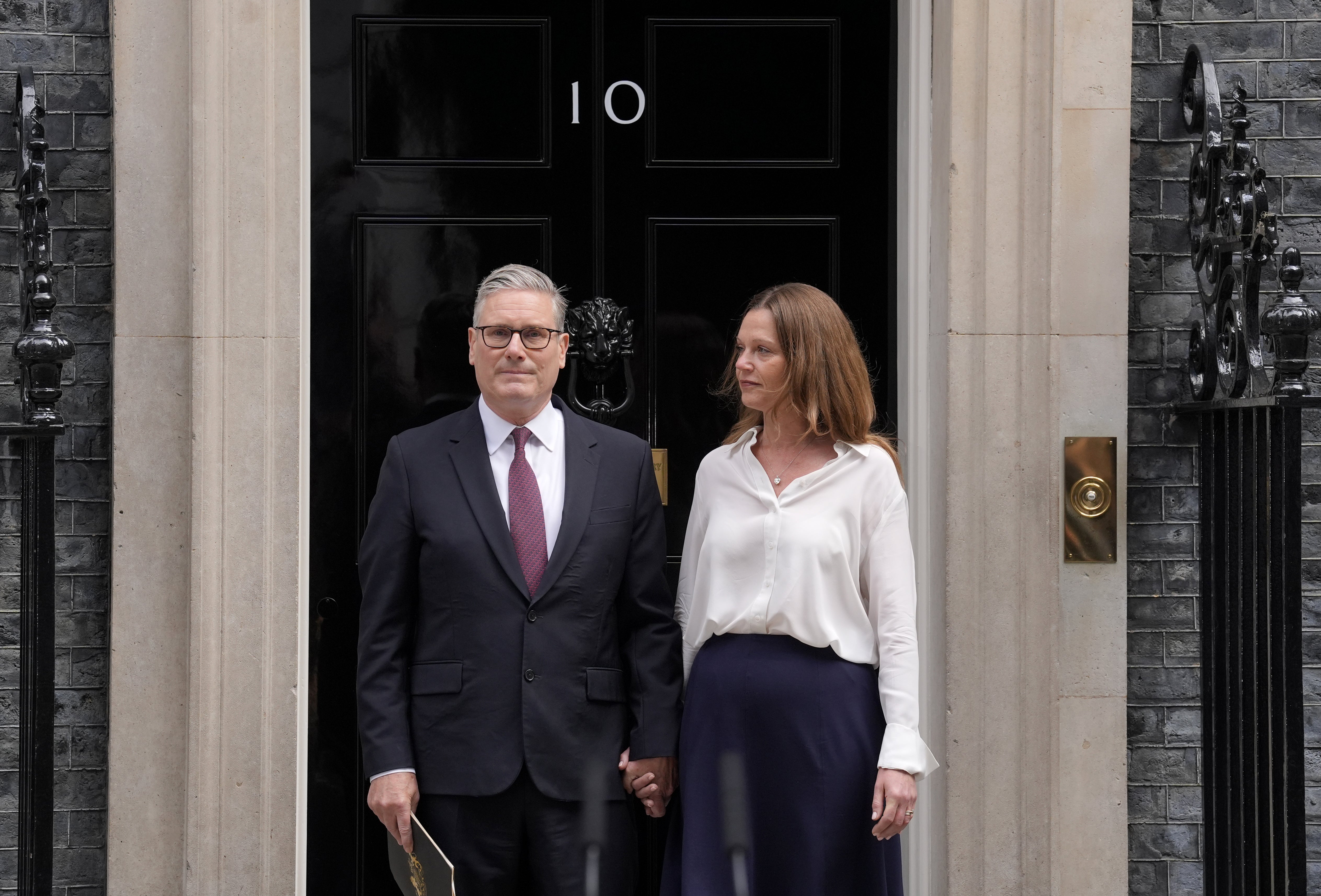 Prime Minister Sir Keir Starmer and his wife Lady Victoria Starmer on the steps of 10 Downing Street, London (Andrew Matthews/PA)