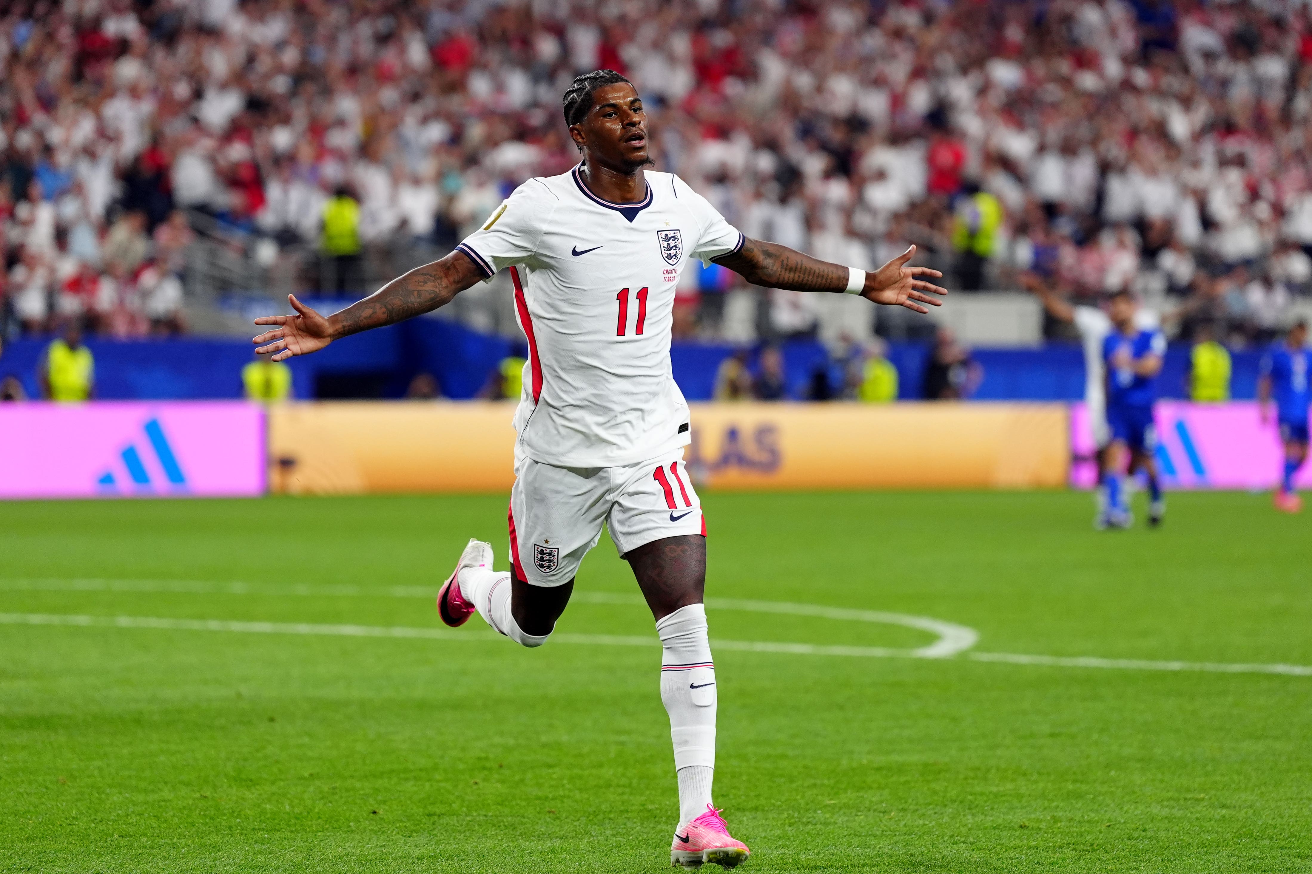 Marcus Rashford scored England’s fourth goal in their World Cup opener (Bradley Collyer/PA)