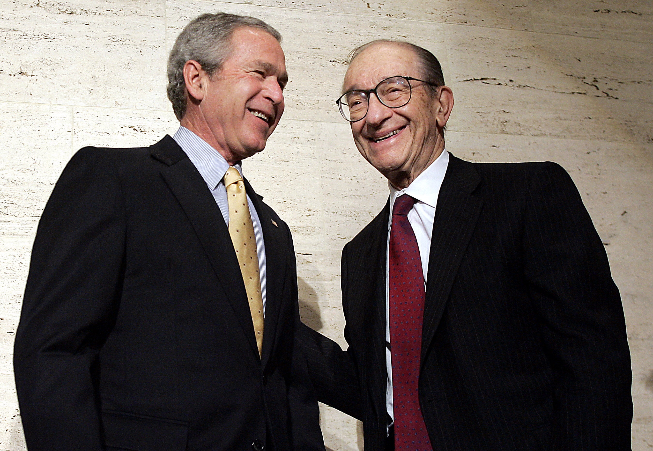 Greenspan pictured with former President George W. Bush in February 2006 (AFP/Getty)