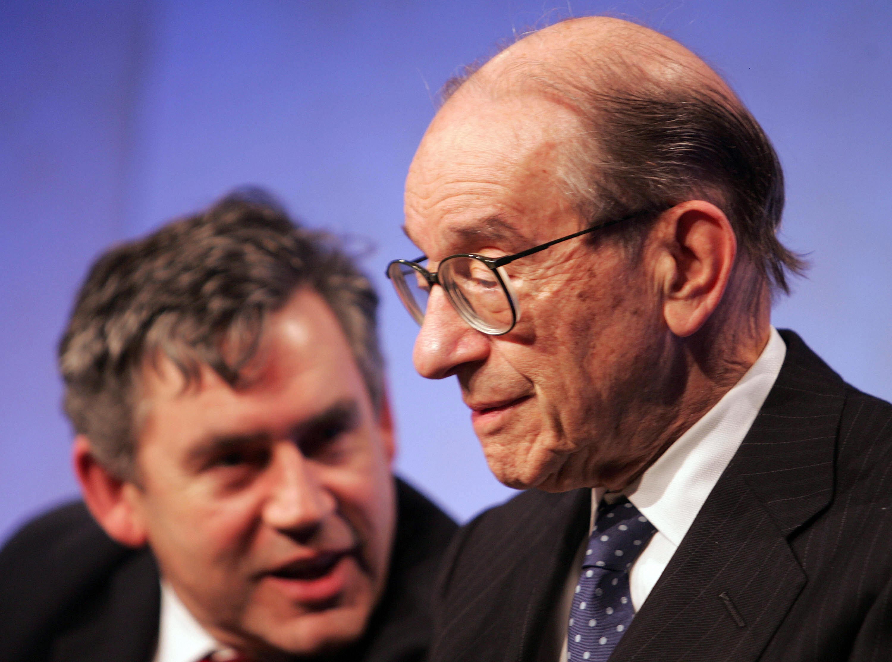 Greenspan pictrued with former British Prime Minister Gordon Brown (AFP/Getty)