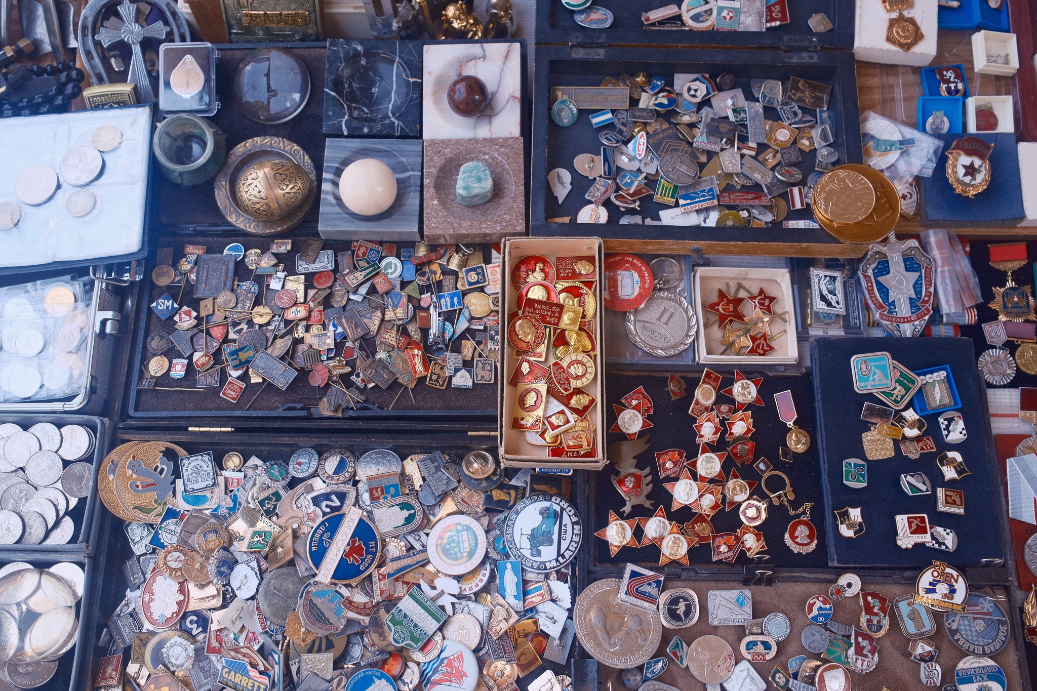 Soviet era badges for sale at Yerevan's market (Rich Booth)