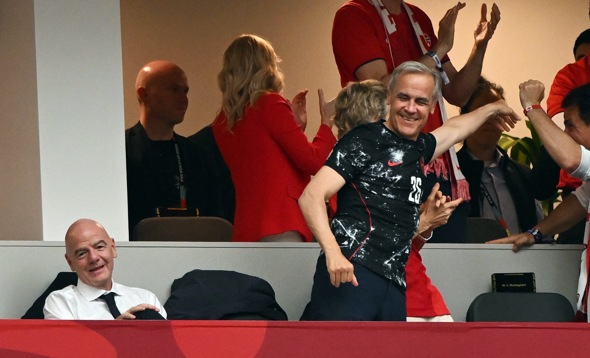 Canadian prime minister Mark Carney attending the match between Canada and Qatar